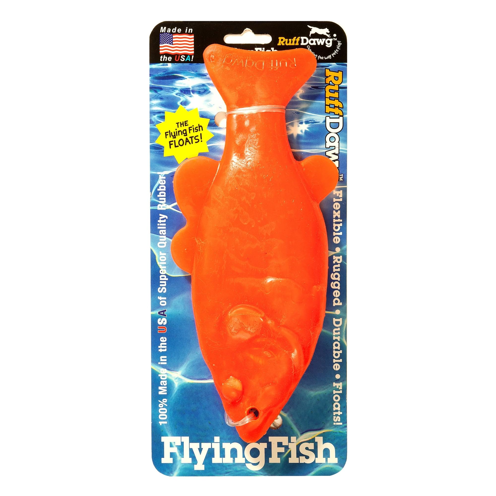 Ruff Dawg Flying Fish - Durable Floating Dog Toy For Water & Land Play - For All Breeds - Made In The Usa - Bright Neon Colors For Visibility And Fun