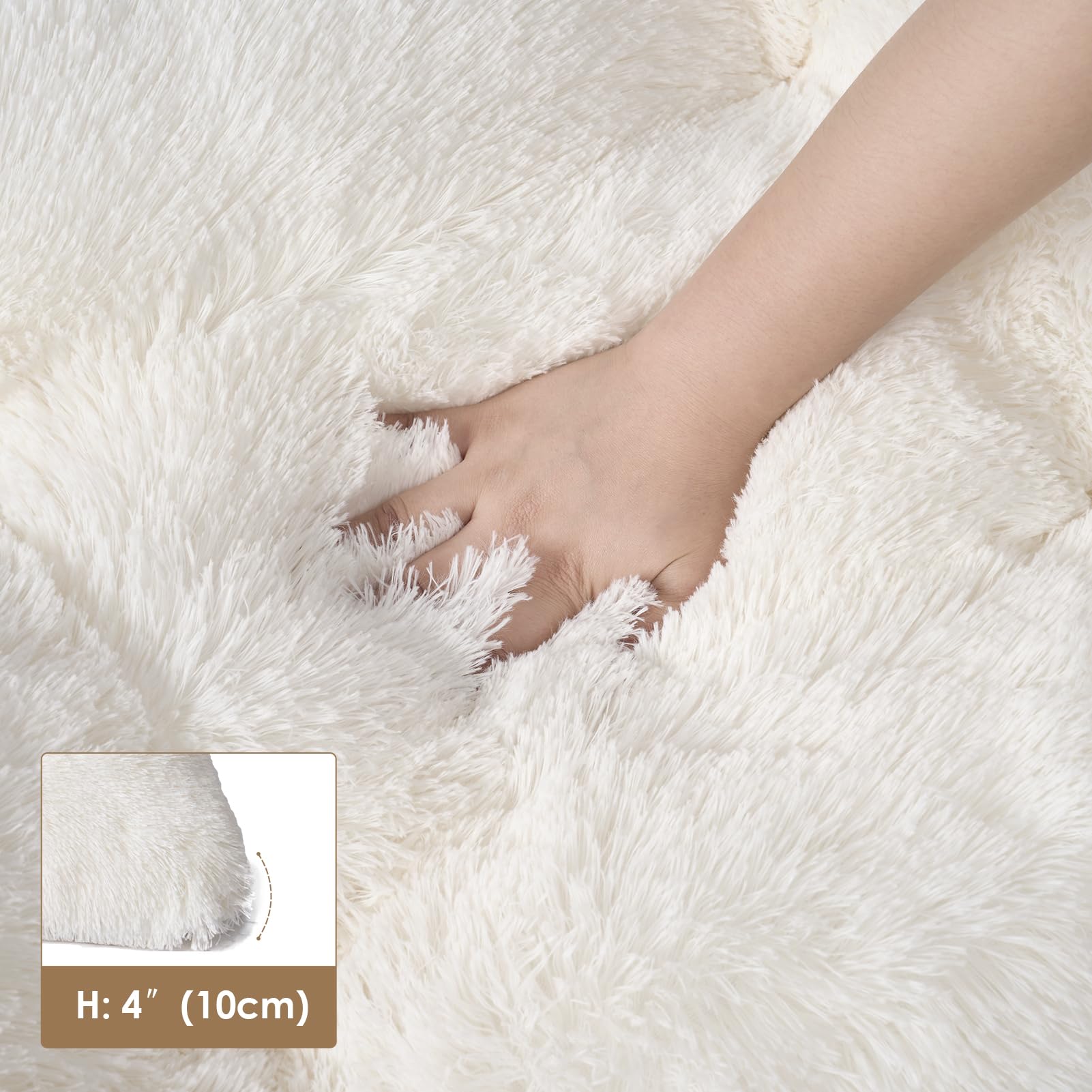 Eheyciga Fluffy Dog Crate Bed For Medium Dogs, Plush Faux Fur Dog Crate Pad, Calming Anti Anxiety Medium Dog Bed For Crate, Washable Soft Warm Dog Crate Mat With Non-Slip Bottom, Beige, 29.5 X 20