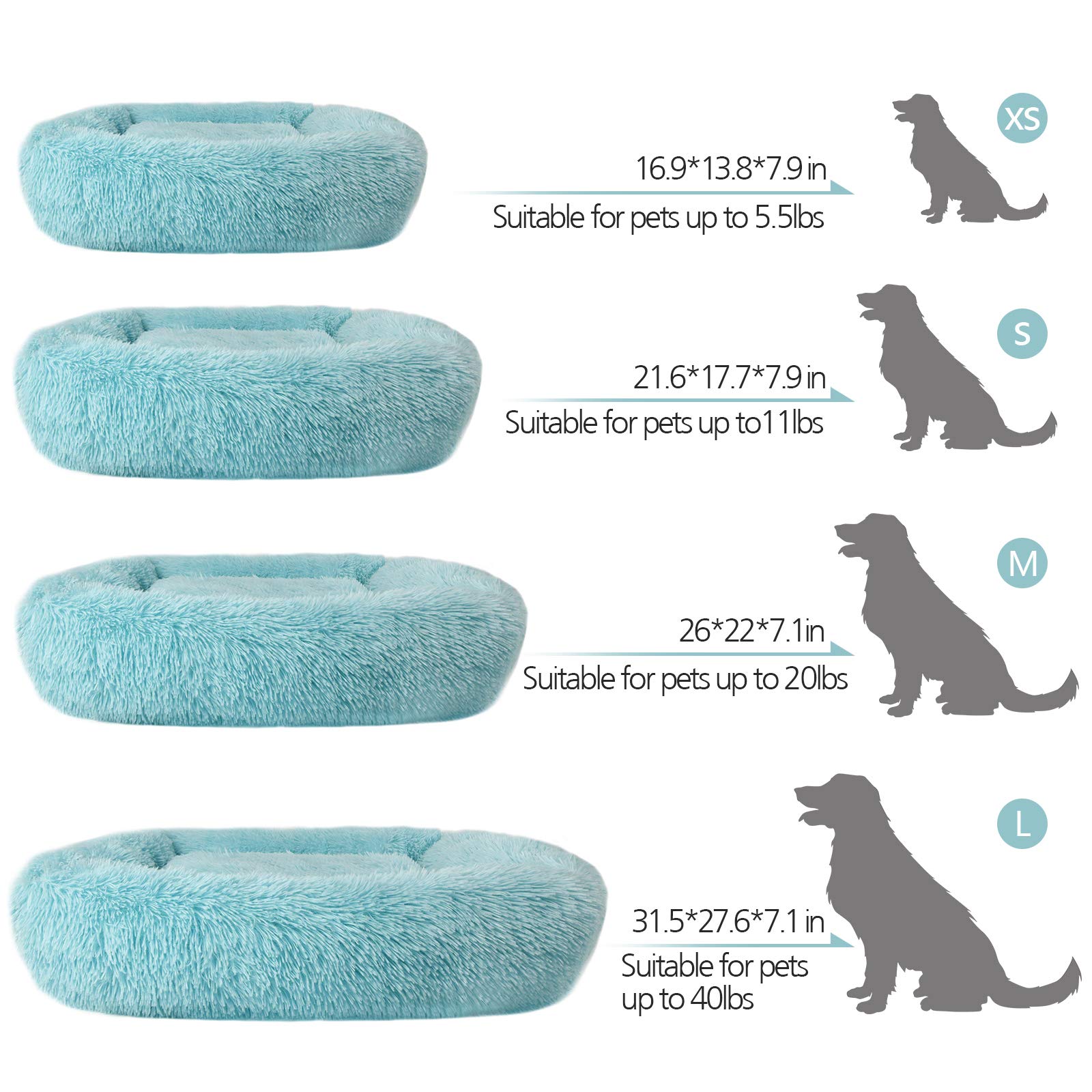 Lucky Monet Dog Bed For Large Dogs - 31.5'' X 27.6'', Soft Calming Bed With Sides - Washable, Teal