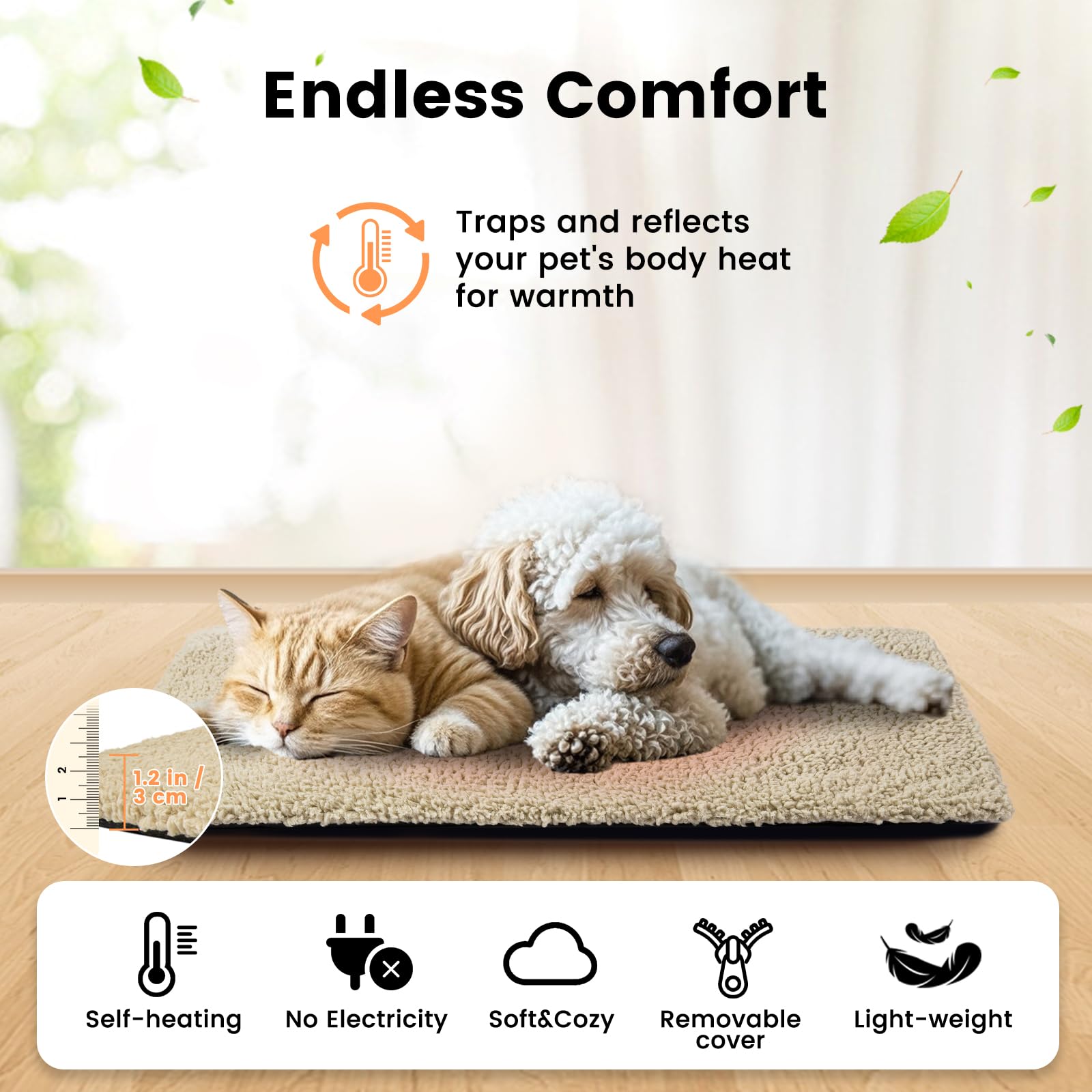 Miguel Cat Bed Self Warming Dog Bed Cat Self Heating Mat For Dog Heating Pad For Dogs House 42X 28 Inch Thermal Dog Crate Pad, I