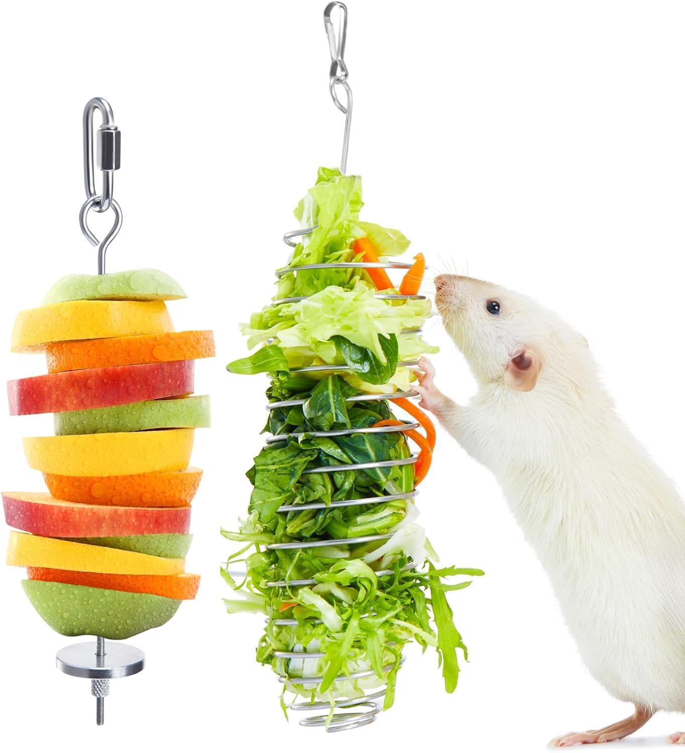 Jevnd 2Pcs Rat Enrichment Toys, 304 Stainless Steel Rat Foraging Toy For Fruit Vegetable Holder, Fancy Mice Cage Accessories Puz