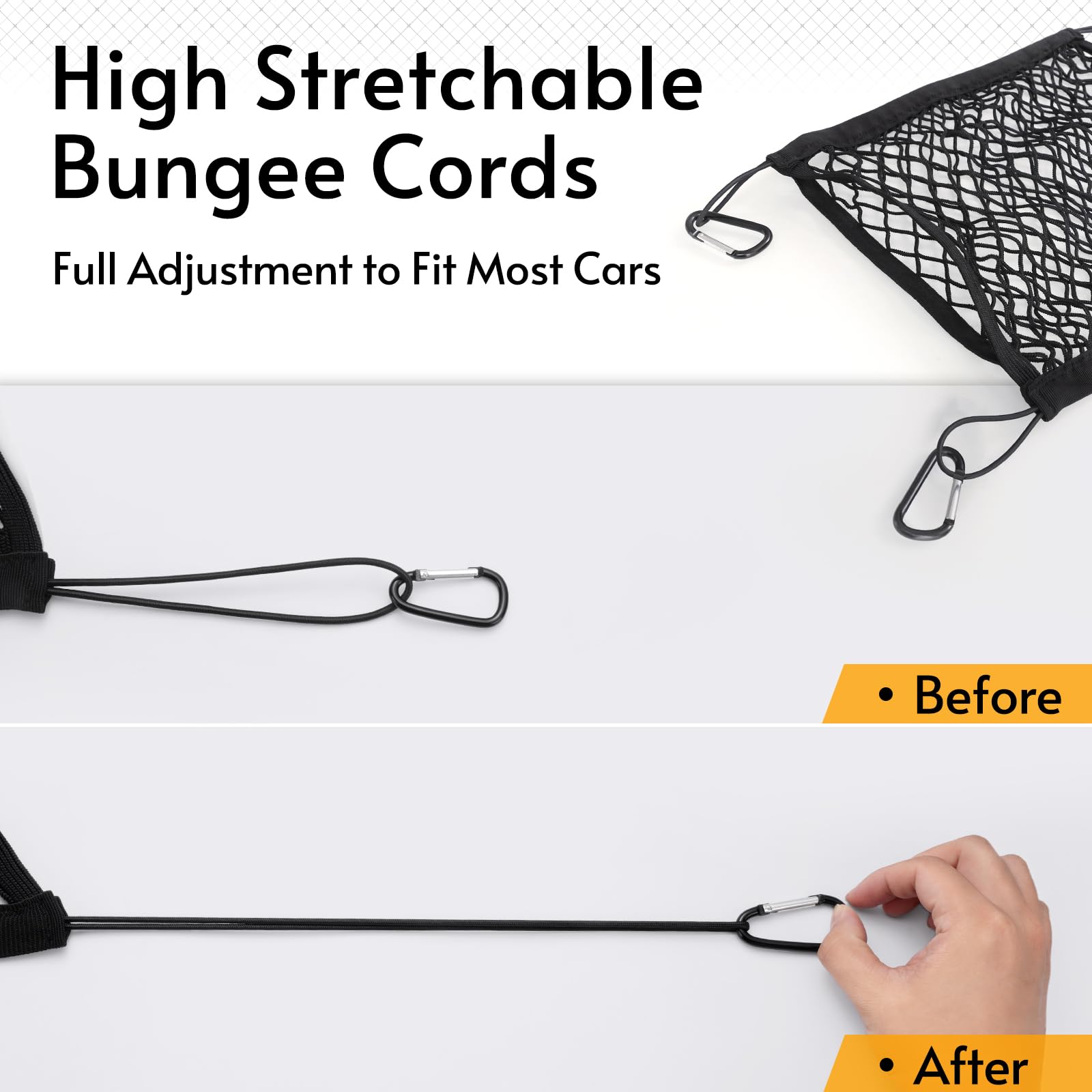 rabbitgoo Dog Car Net Barrier for SUVs, Pet Barrier with Metal Hooks & Stretchable Mesh, Car Divider & Storage Bag, Easy to Inst