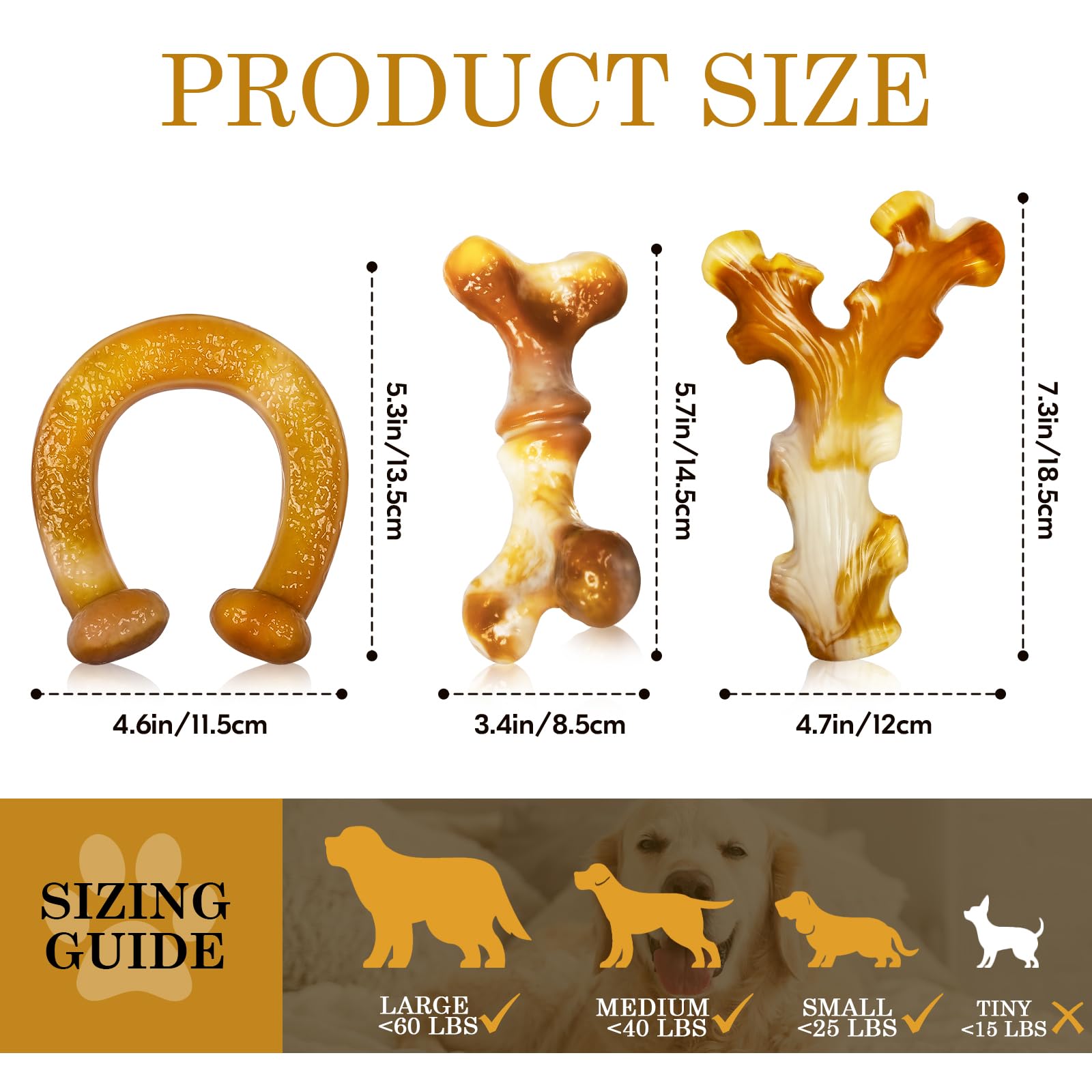 Frienhund Heavy Duty Chew Toys 3 Pack For Aggressive Chewers - Dog Toys For Large Dogs, Teeth Cleaning & Boredom Relief, Long-La