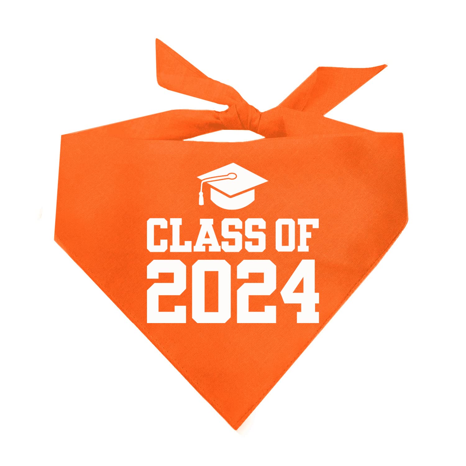 Class Of 2024 Dog Bandana | 100% Cotton Triangle | School Graduation Ceremony Party | Mom Dad Graduating Prop | 643 Orange, One 