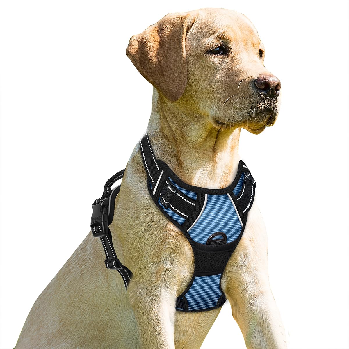Barkbay No Pull Dog Harness Front Clip Heavy Duty Reflective Easy Control Handle For Large Dog Walking(Navy,M)