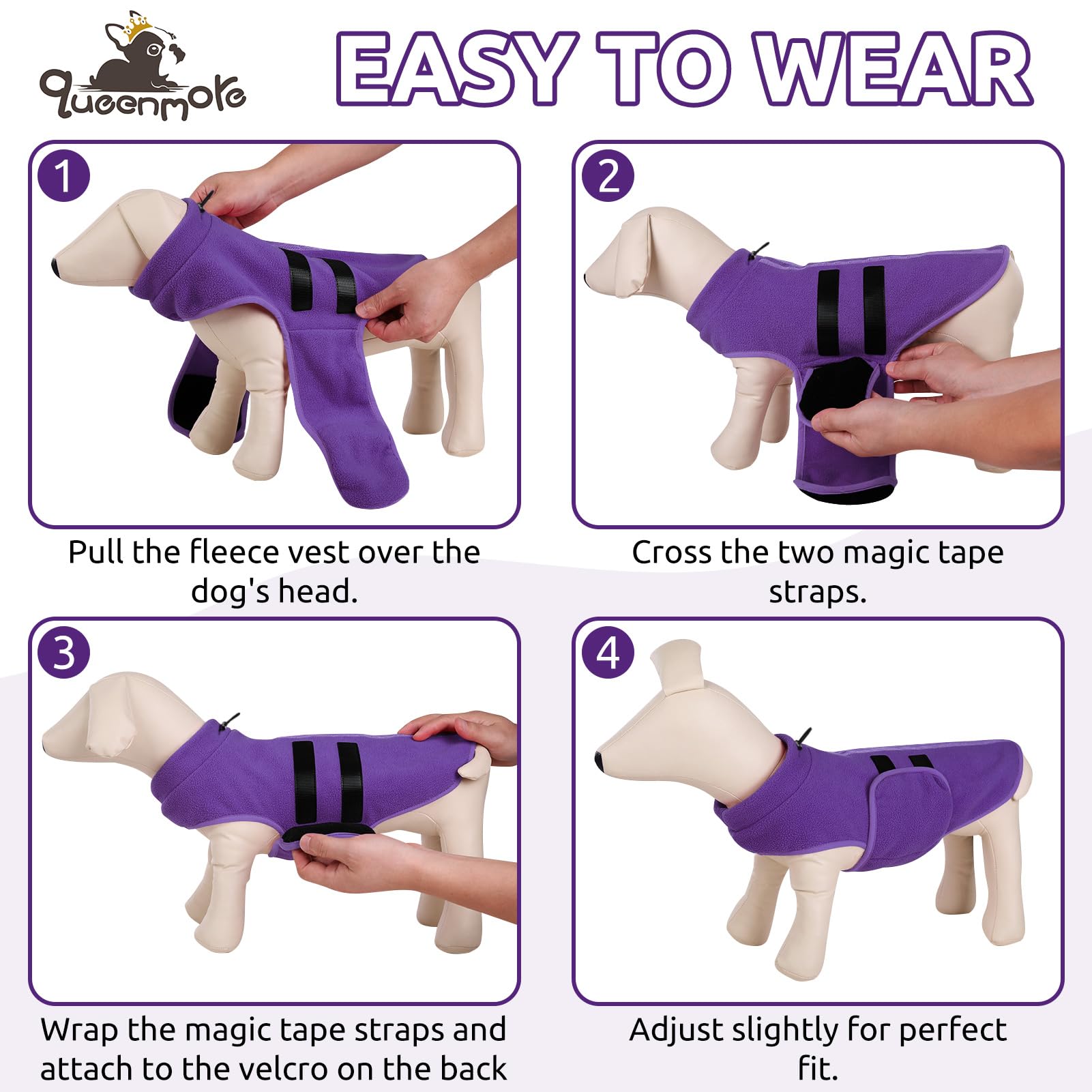 Queenmore Xxl Dog Sweater, Soft Fleece Vest Pullover Dog Jacket With Leash Hole, Warm Winter Dog Clothes Cold Weather Doggy Dachshund Sweaters For Large Dogs Cats Boy Or Girl (Lavender, Xxl)