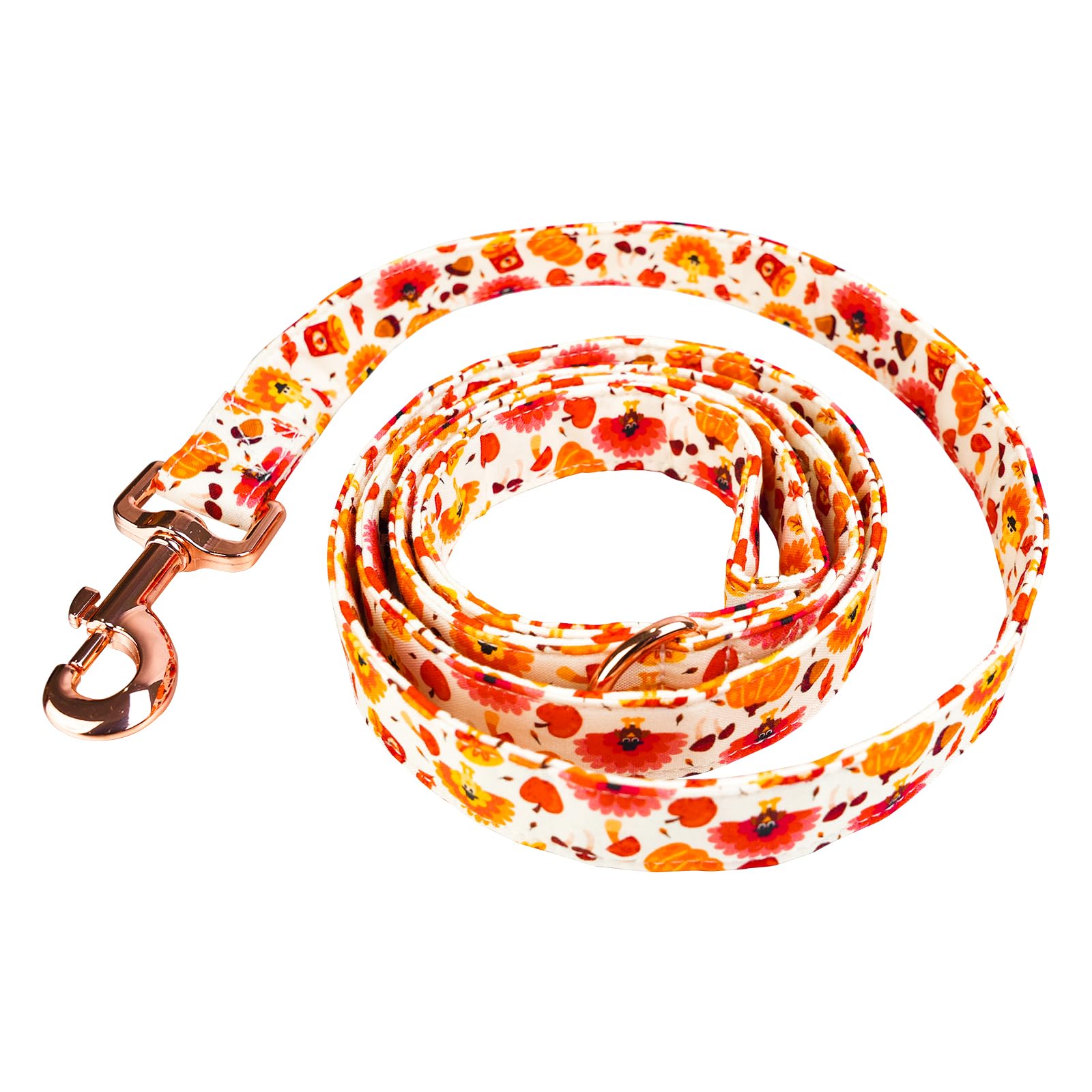 Tunkoo Dog Leash Pumpkin And Turkey Pattern - Durable, Stylish Thanksgiving Pet Leash, Available In Small, Medium And Large, Dai