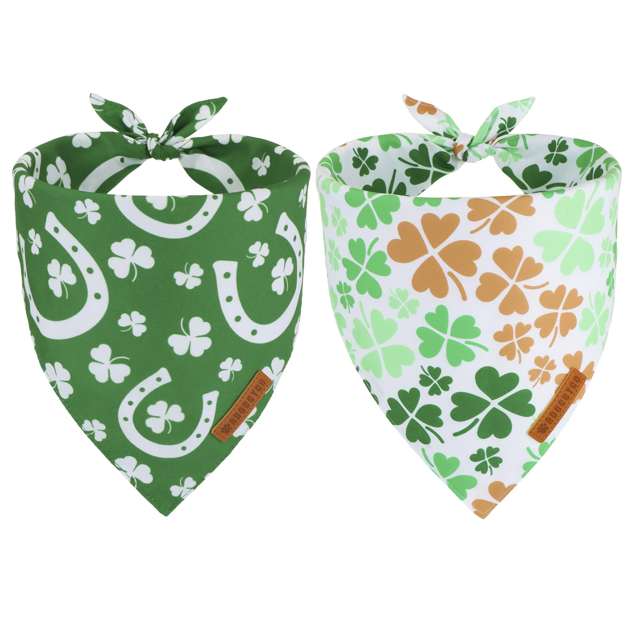 ADOGGYGO St. Patrick 's Day Dog Bandana, Green Shamrock Scarf, Multi Size Offered, Saint Patrick Day Bandanas for Large and X-La