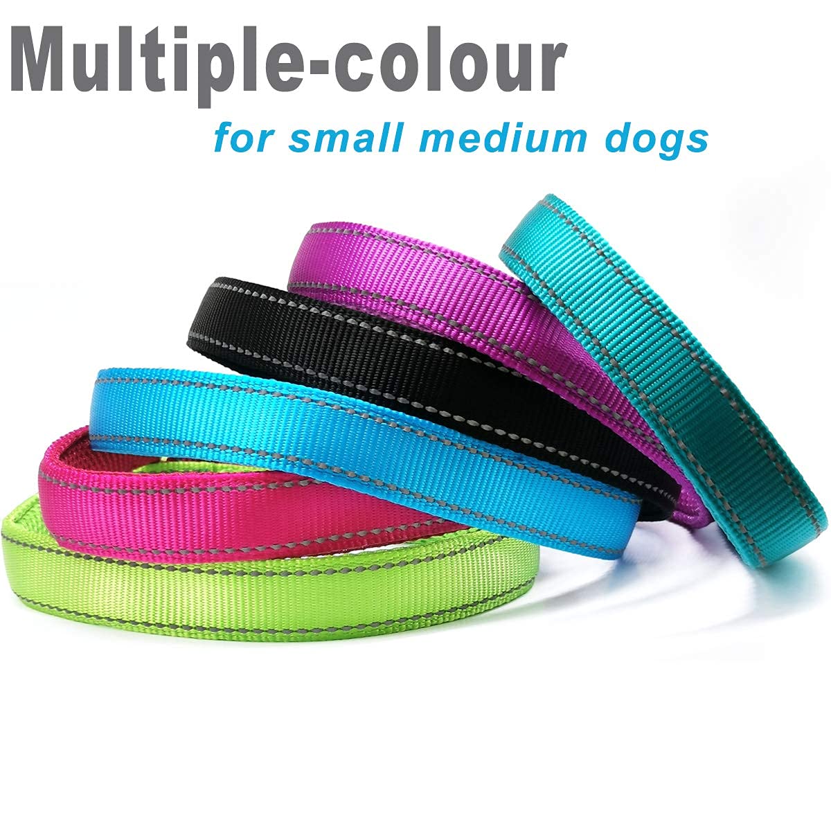 Mycicy Reflective Dog Choke Collar, Soft Nylon Training Slip Collar For Dogs (5/8' W X 15.5' L, Turquoise)