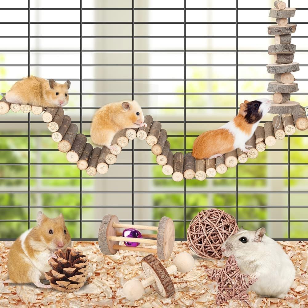 Hamster Toy Hamster Accessories Guinea Pig Chew Toy Hamster Suspension Bendy Long Bridge Toy Chinchilla Cage Accessories Willow Ball Play Set Stuff For Dwarf Syrian Chinchillas Gerbils Mice Mouse