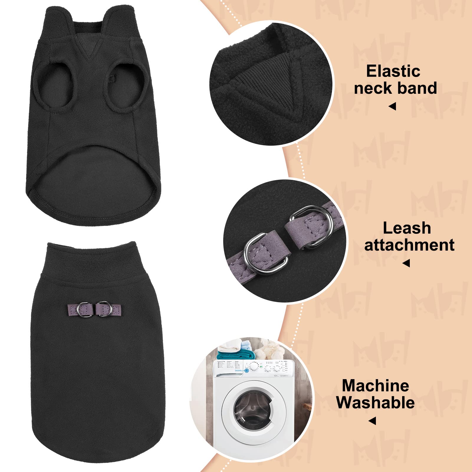 Beautyzoo Dog Fleece Vest Sweater Winter Jacket For Small And Medium Dogs With D-Ring Leash Cold Weather Coat Hoodie For Xs S M Dogs Boy Or Girls