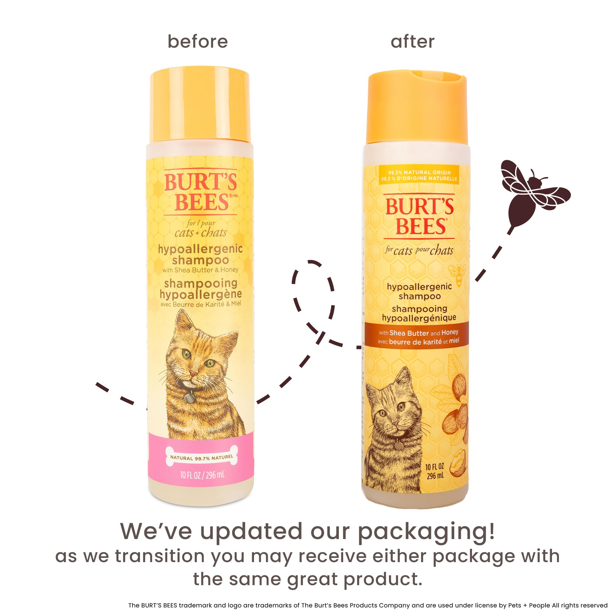 Burt's Bees for Pets Hypoallergenic Cat Shampoo with Shea Butter & Honey, 10 oz - Gentle Formula for Itchy Skin, 99.7% Natural Origin