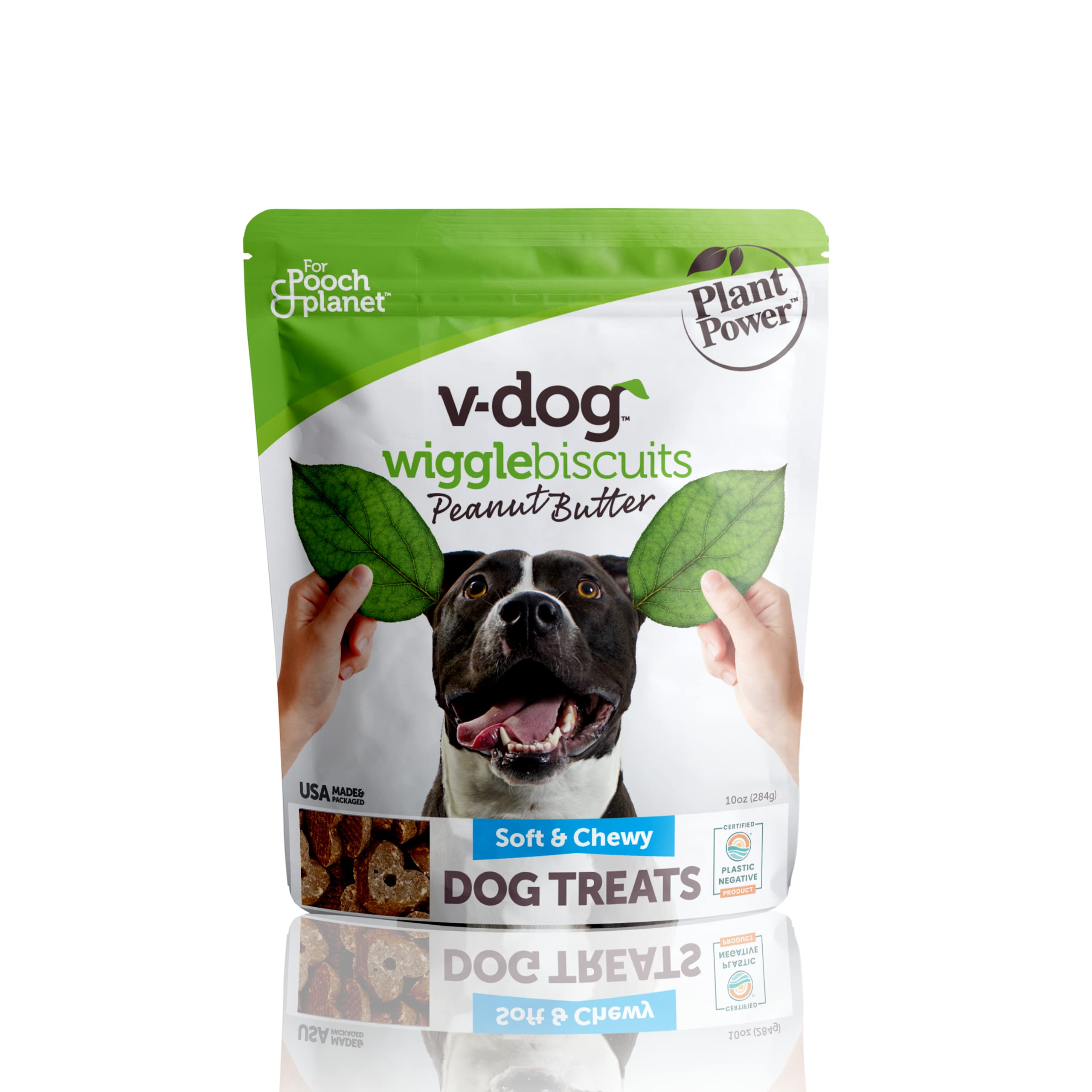 V-dog Soft and Chewy Vegan Wiggle Dog Biscuits - Dog Training Treats - Small, Medium and Large Breeds - Natural Peanut Butter Fl