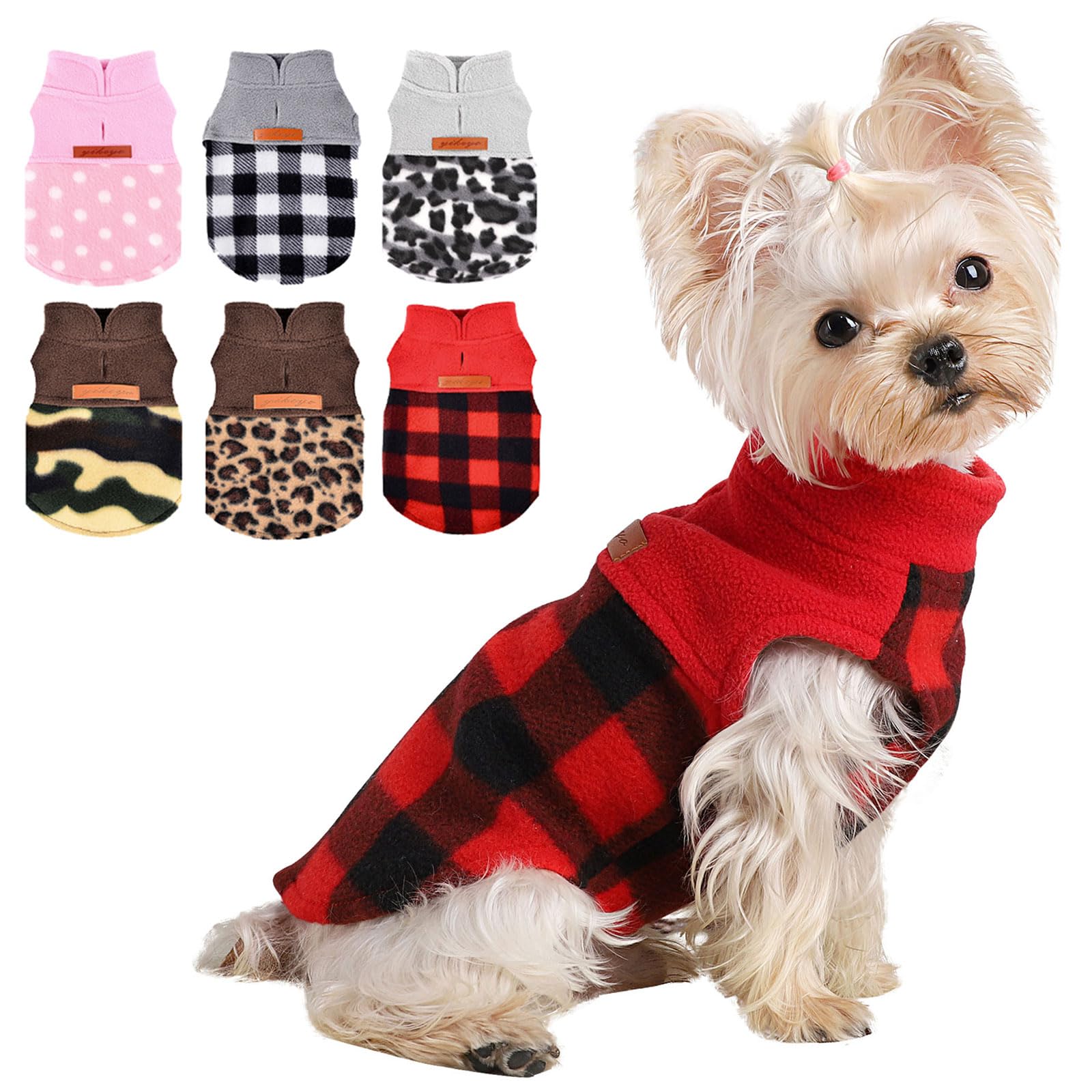 Dog Sweaters for Small Dogs Boy Girl, Plaid Dog Sweater Fleece New Year Dog Clothes Vest, Stretchy XSmall Dog Sweater Pet Clothe