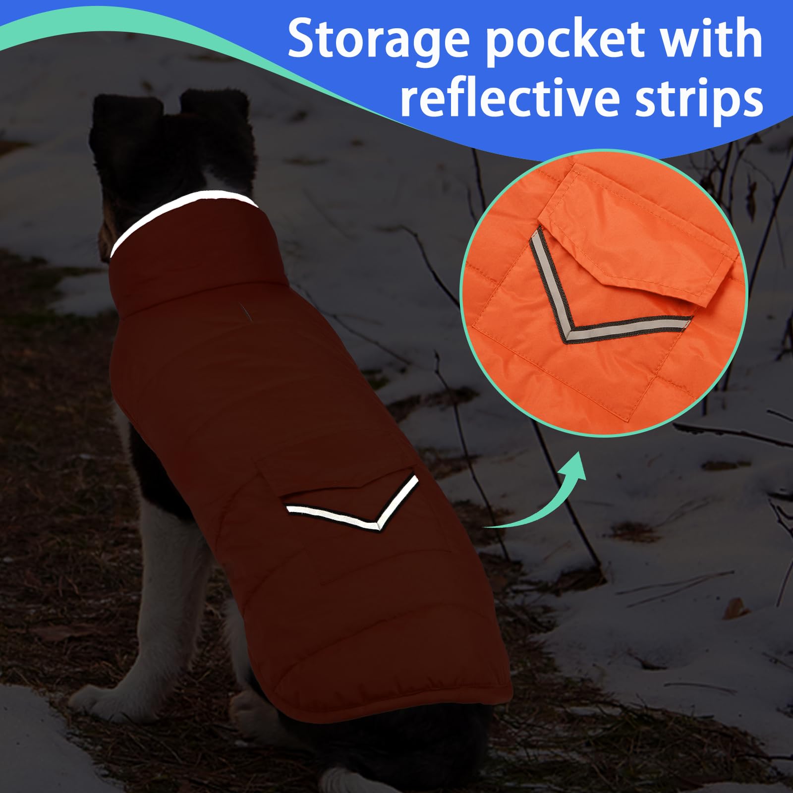 MIGOHI Warm Dog Coat, Winter Dog Jacket for Cold Weather, Reflective Windproof Dog Fleece Vest Thick Dog Apparel with Leash Hole