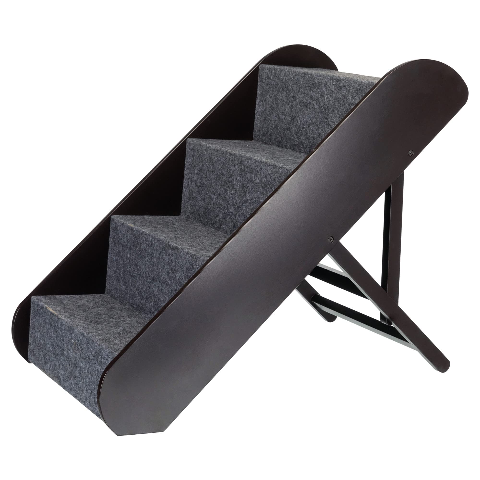 TRIXIE Dog Stairs with Nonslip Carpet - 4 Step Pet Stairs for Beds and Couches - Easily Adjustable - in Espresso Brown