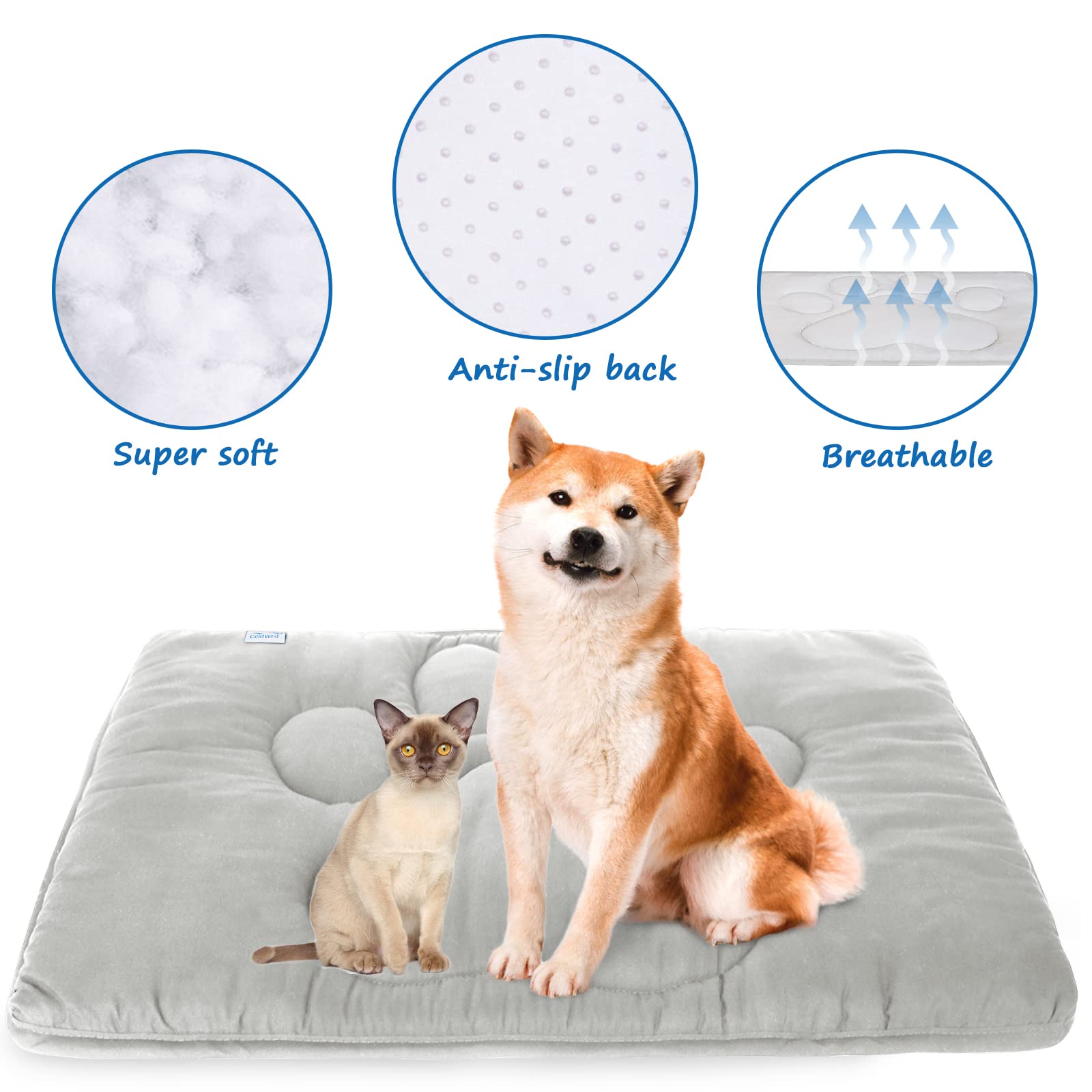 Coldwind Dog Mat For Crate 42 Inch, Soft Crate Mat With Anti-Slip Bottom, Machine Washable Pet Mattress For Pet Sleeping