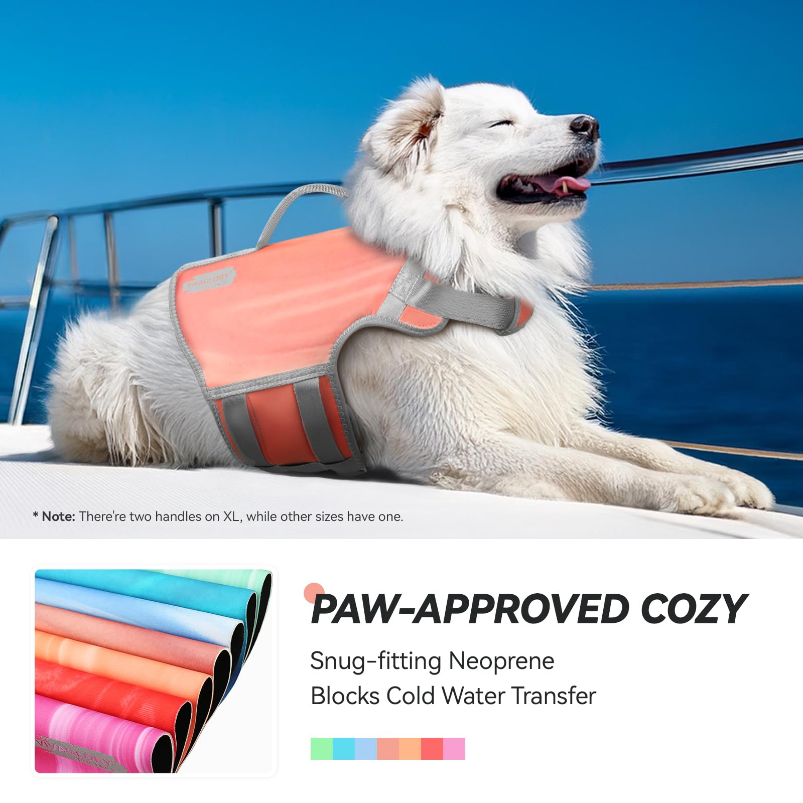 Vivaglory Neoprene Dog Life Jacket Cat Life Jacket For Boating Hunting & Swimming, Lightweight With Leash Ring, Xs, Pink Desert