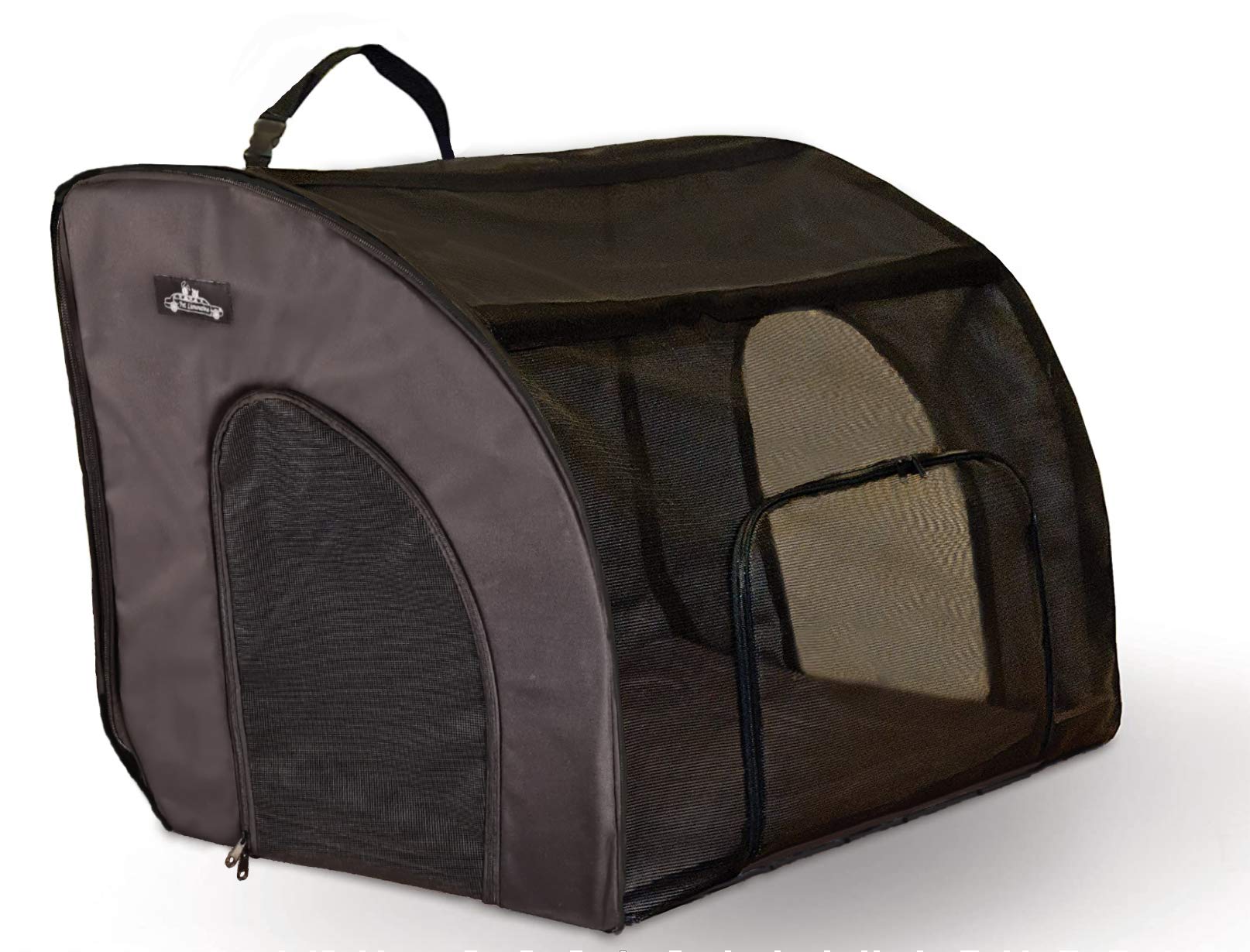 HandinHandCreations Soft Pet Travel Crate for Large Size Dog or Cat  Folds Flat  Seat Belt Safety  Storage Bag Included  Por