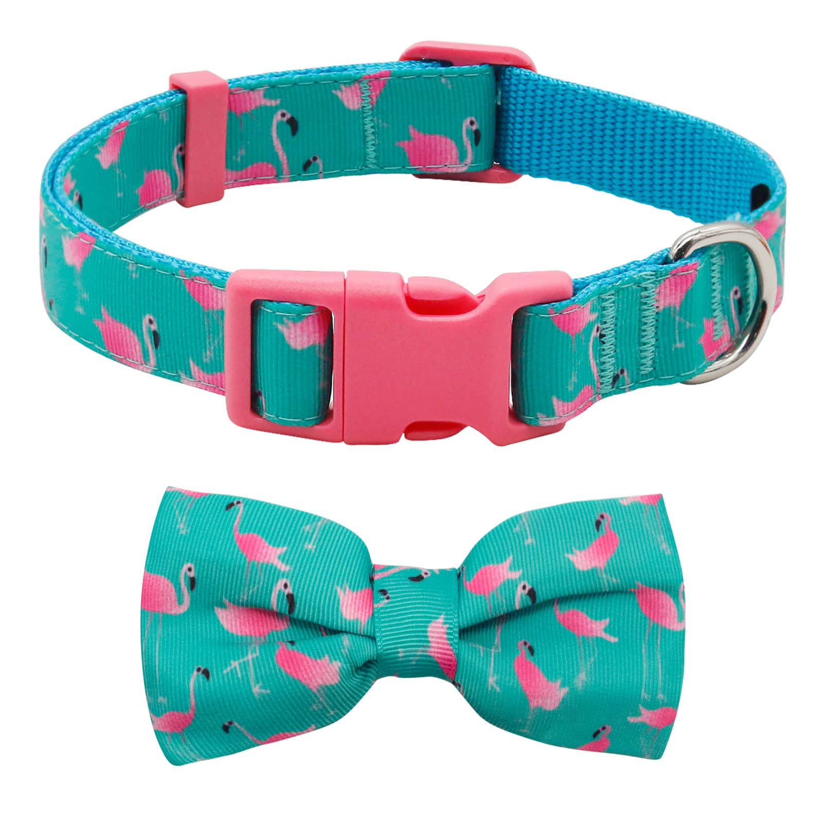 Azuza Bowtie Dog Collar, Soft & Comfy Dog Collar With Bow, Fun Patterns & Bright Color For Small Dogs