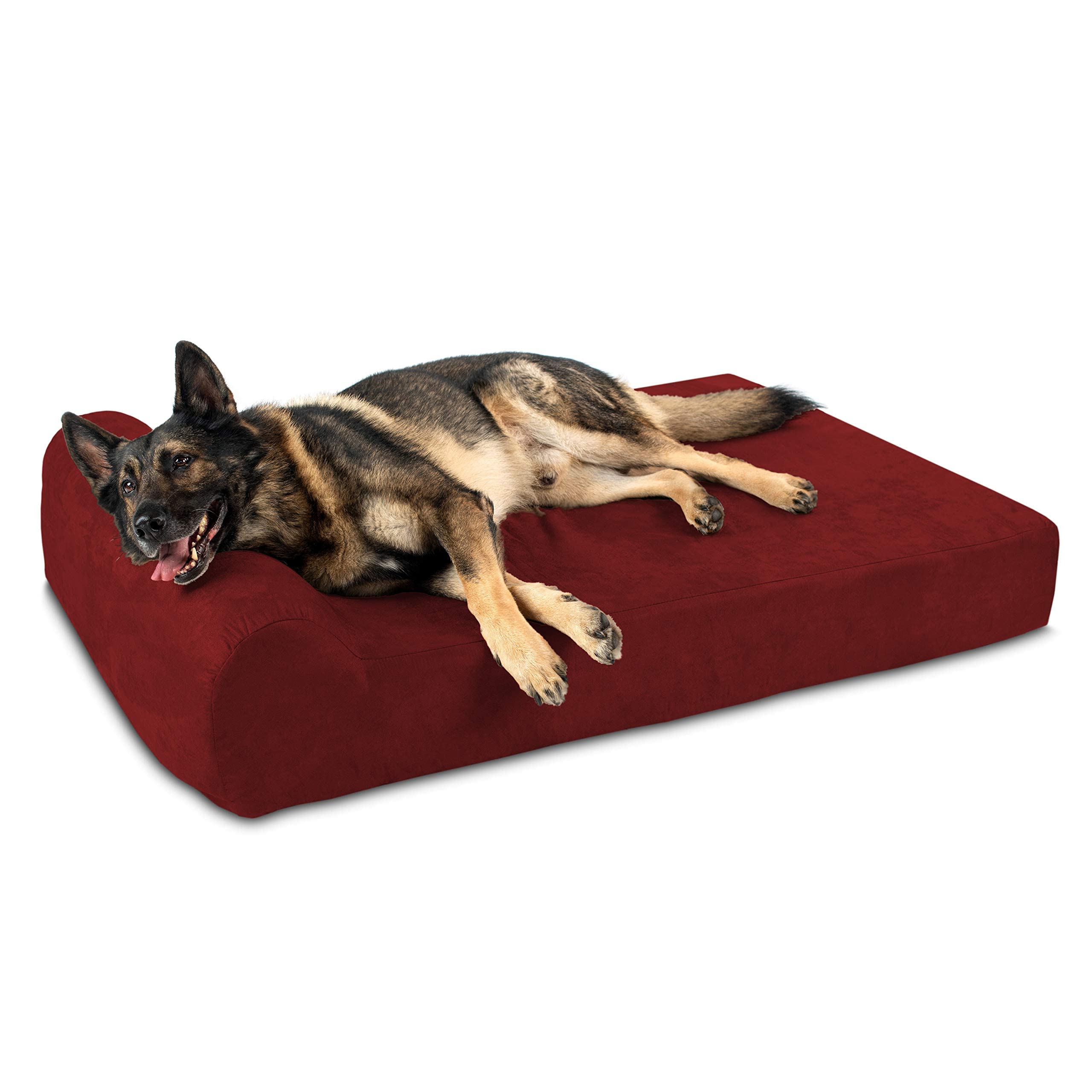 Big Barker 7'' Pillow Top Orthopedic Dog Bed - Xl Size - 52 X 36 X 7 - Burgundy - For Large And Extra Large Breed Dogs (Headrest