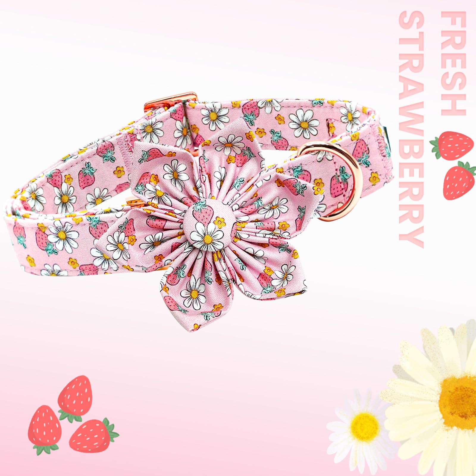 Lionheart glory Dog Collar Flower Collar Pink Dog Collar with Flower Spring Summer Cute Collar Dog Female Soft Durable Adjustabl