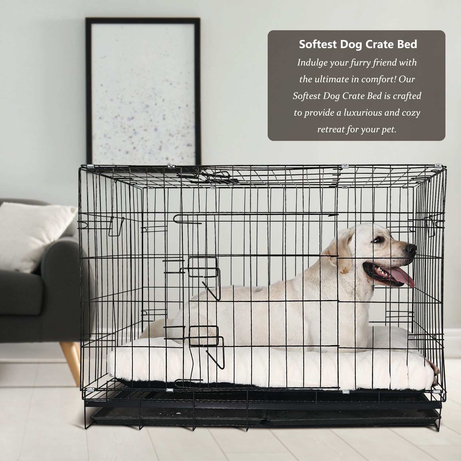 Nononfish Dog Crate Pad 42X28 For Large Dog Washable,Soft & Plush Pet Mat For Kennel Xlarge With Anti-Slip Bottom Fit 42 Inch Cr