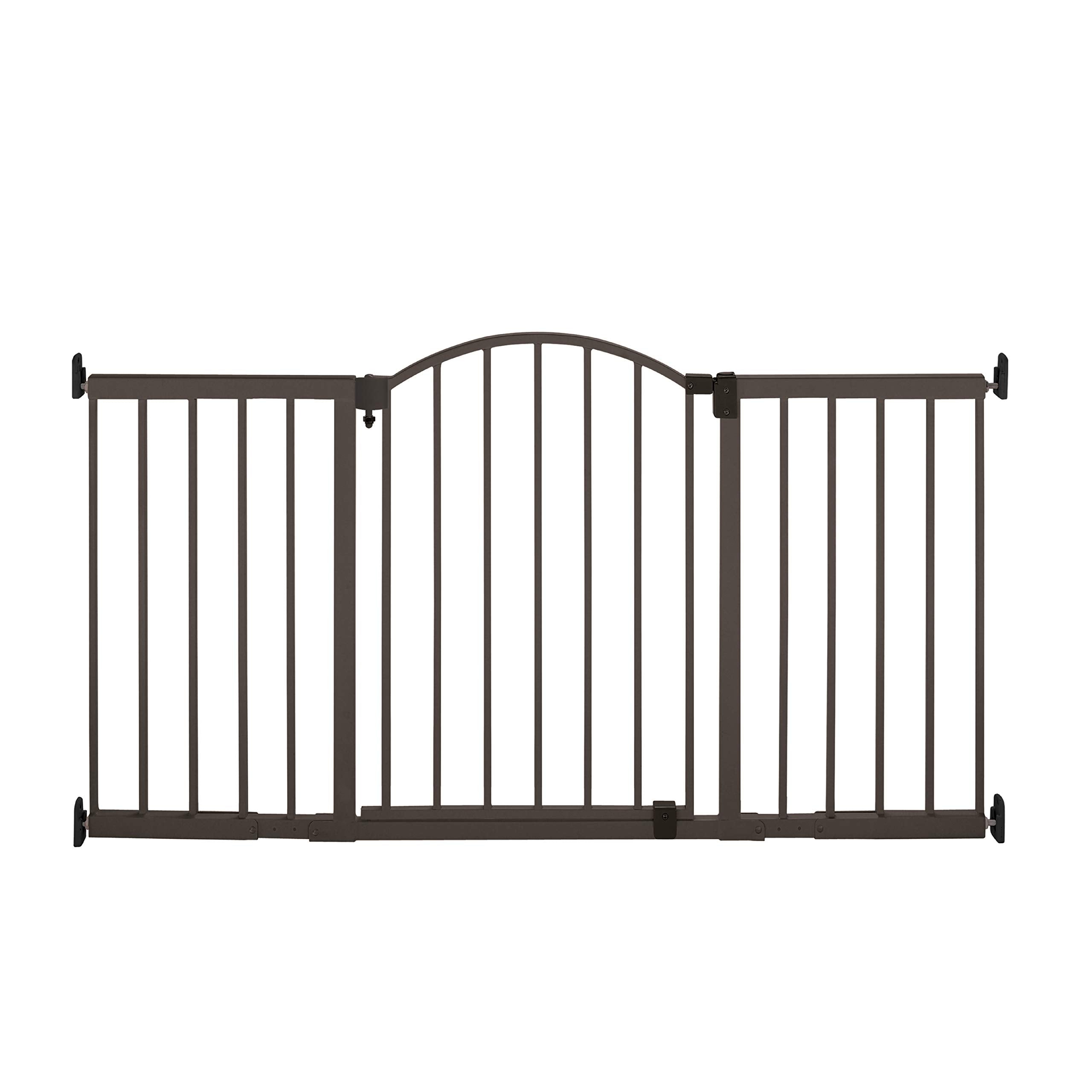 Summer Infant Metal Expansion Extra Wide Safety Pet And Baby Gate, 44'-71' Wide, 36” Tall, Hardware Mounted For Dog And Child Safety, Fits Large Opening Or Doorway, Auto Close Walk Thru Door - Bronze
