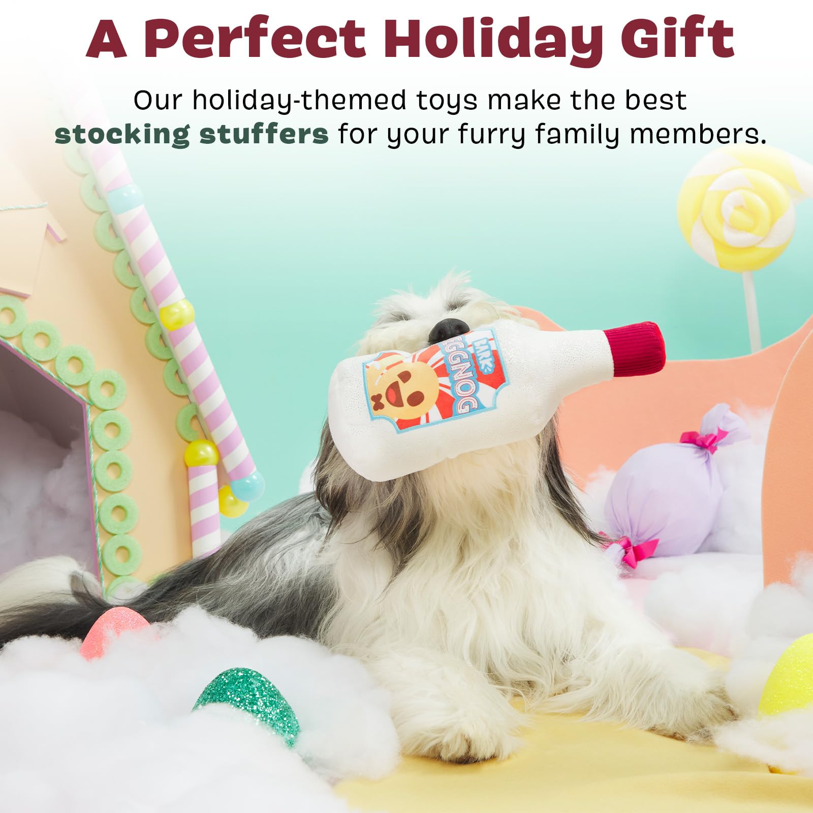 Barkbox Squeaky Dog Toys - Plush, Crinkle & Squeak Toys For Small, Medium, Large Dogs & Puppies - Christmas Dog Toys For Holiday