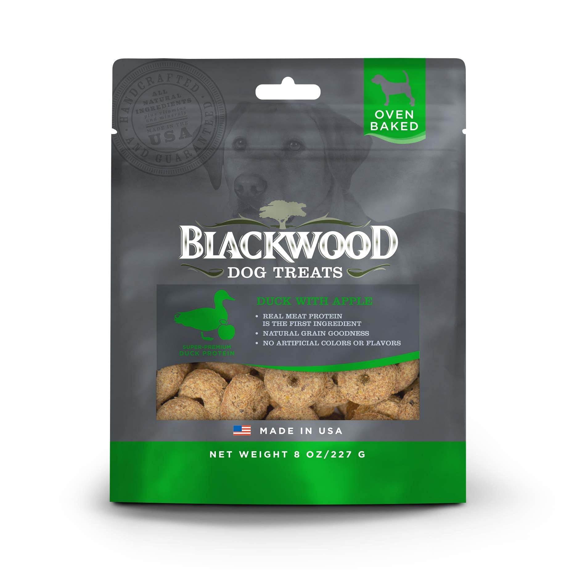 Blackwood Oven Baked Dog Treats, Duck with Apple, 8 Ounce Pouch, Training Treats for All Life Stages and Breed Sizes