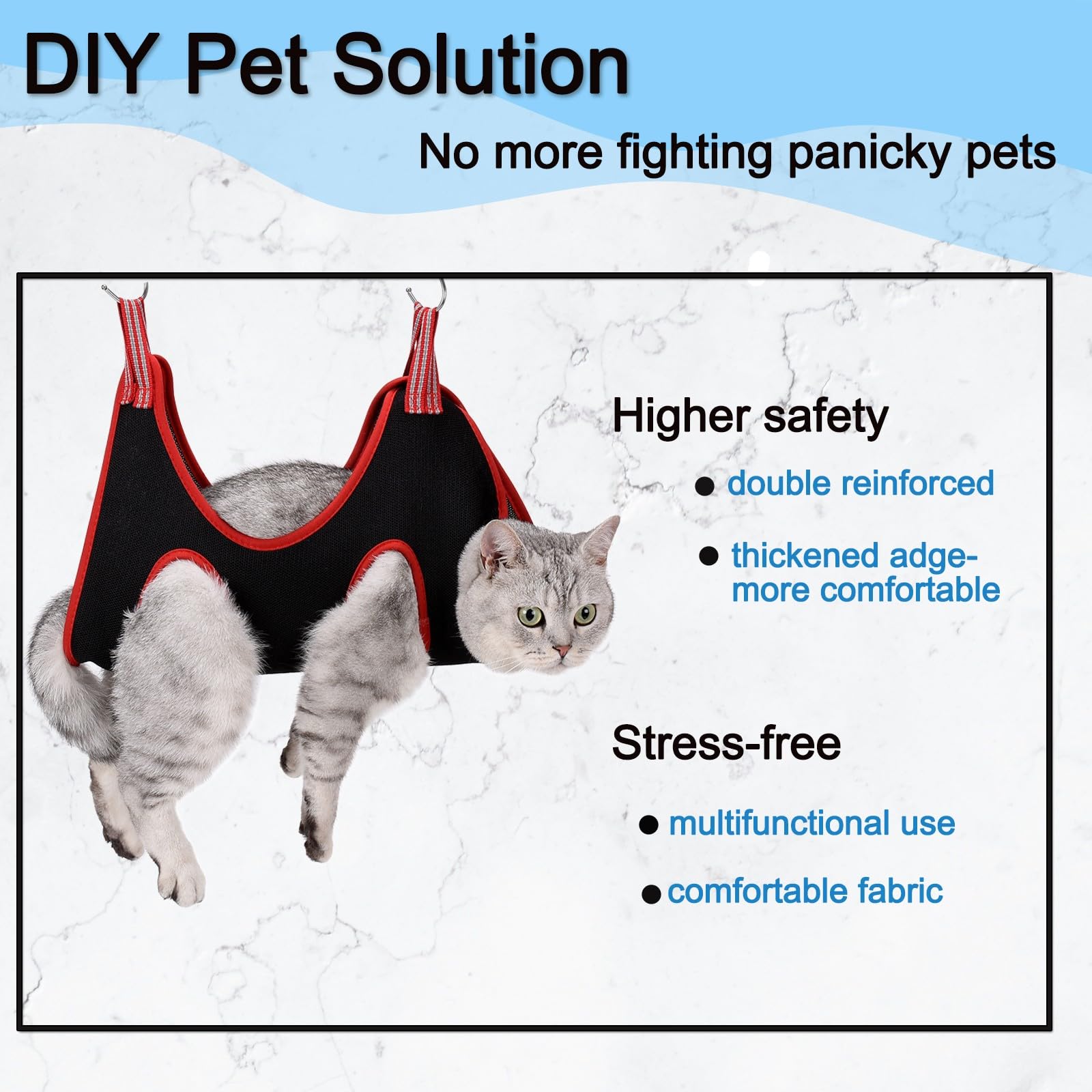 Ato-Djcx Dog Grooming Hammock Harness,Breathable Pet Cat Hammock Restraint Bag,With Dog Nail Clippers Trimmer Dog Nail File,Dog