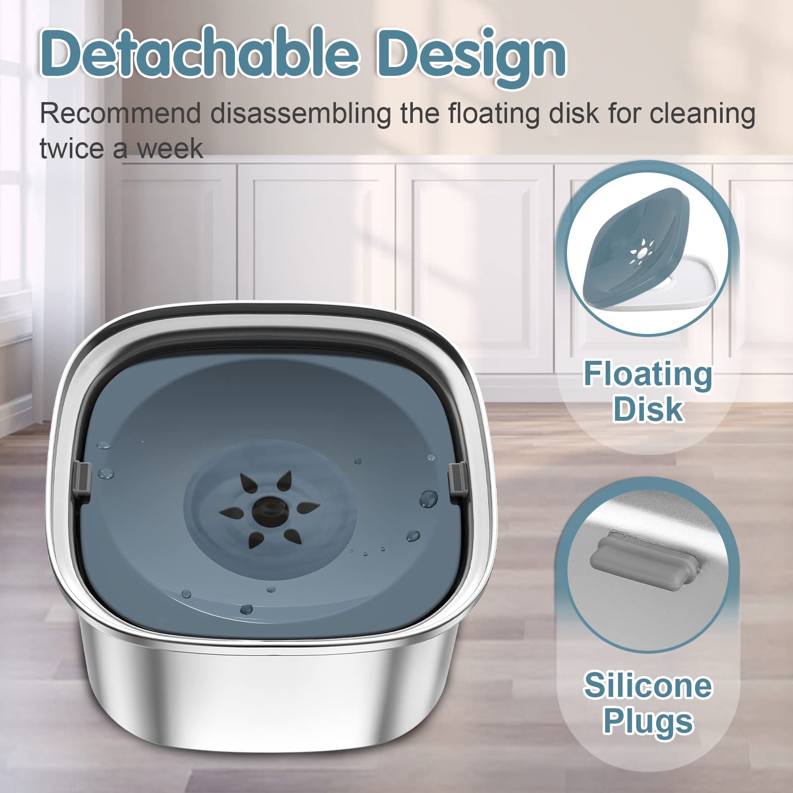 Upsky 3L Stainless Steel Dog Bowl - 101Oz No Spill Slow Water Feeder, Spill Proof Travel Bowl