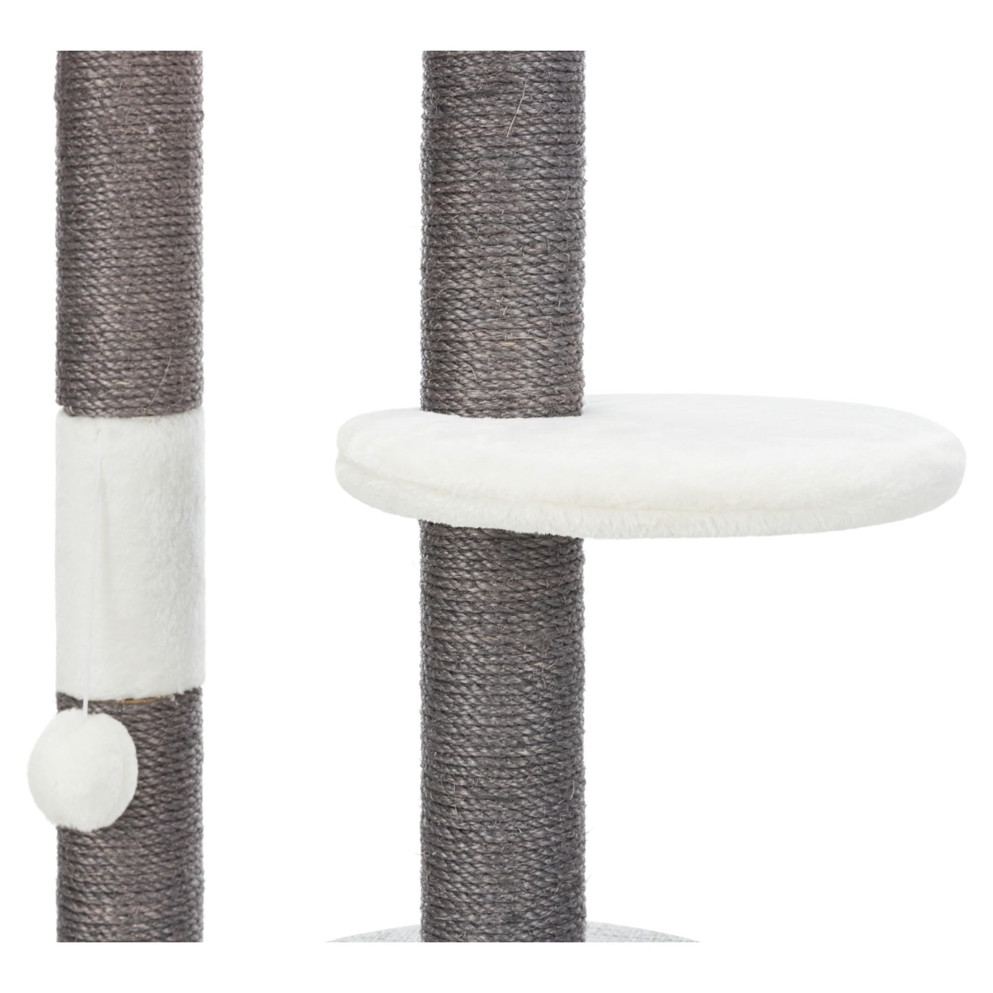 Trixie Pilar Cat Scratching Post 39.4 Inch - With Durable Sisal Rope (Gray) And Condo, Two Platforms, Top Platform With Backrest