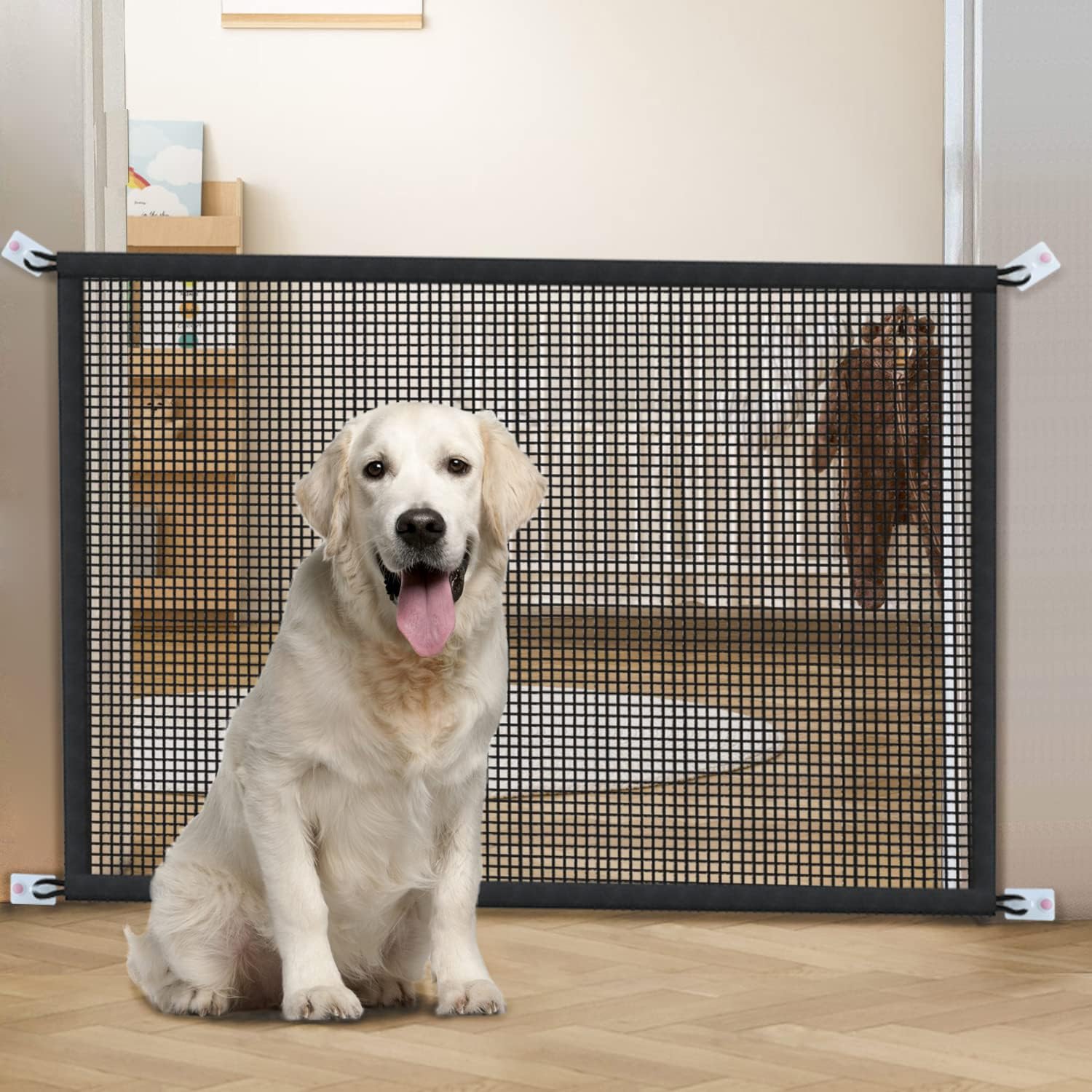 Dog Gate For Stairs Pet Gates For The House: Dogs Screen Mesh Gate For Doorways Stairways Indoor Safety 29 Inches Tall, 38 Inch Wide