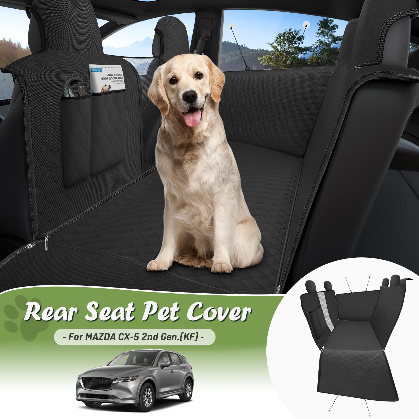 Shademax Custom For Mazda Cx-5 Rear Seat Pet Cover 2017-2024 Dog Seat Cover For Back Seat Pet Mat Protector Waterproof Scratch P