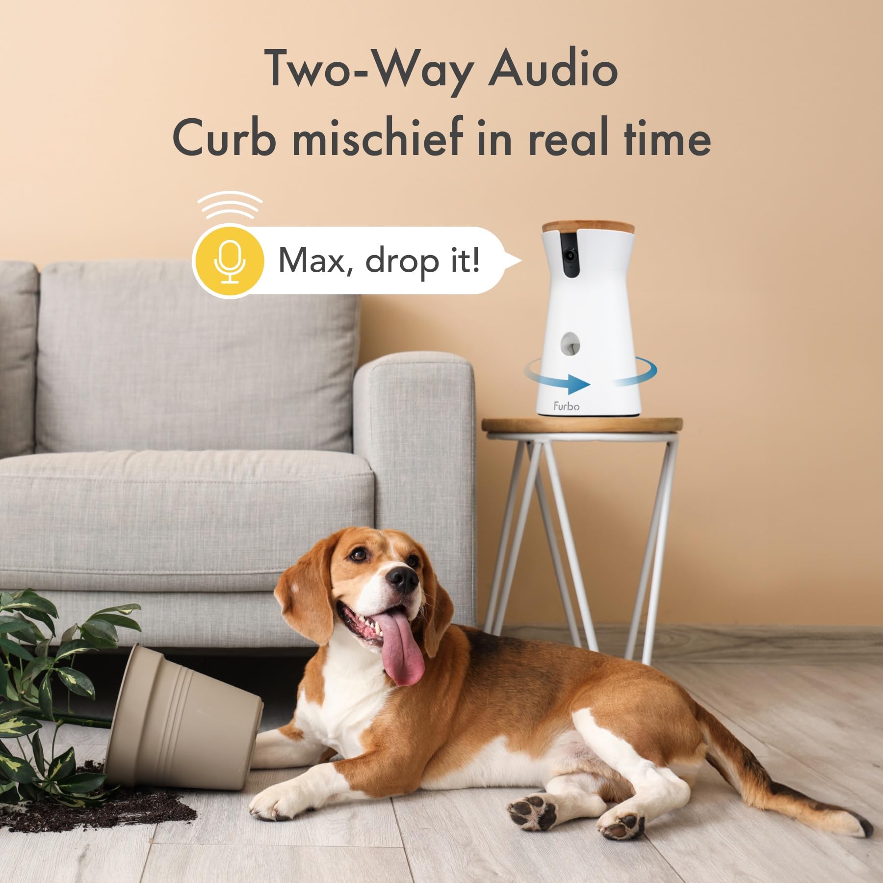 Furbo 360 Dog Camera: Home Security Camera with Barking Alerts, Rotating Pet Treat Camera with Phone App, Smart Home Indoor Pupp