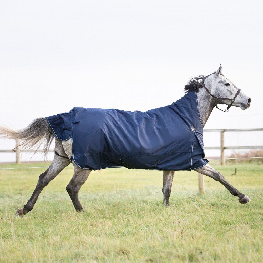 Horze Avalanche 1200D Ripstop High Neck Medium Weight Waterproof Horse Turnout Blanket (150G Fill) - Peacoat Dark Blue - 81 In