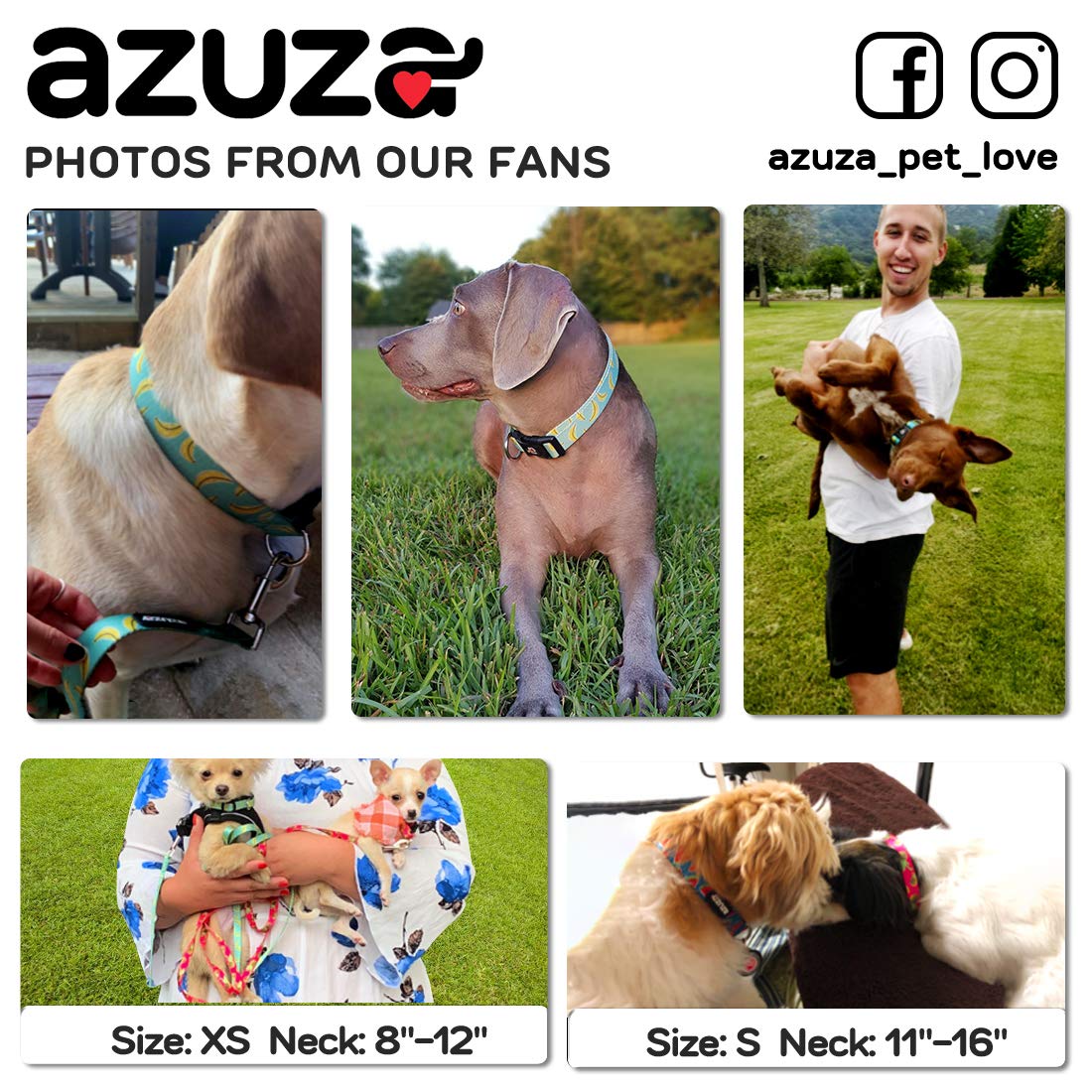 Azuza Dog Collar And Leash Set, Cute Patterns On Nylon Collar And Matching Leash, Great Option For Extra Small Dogs