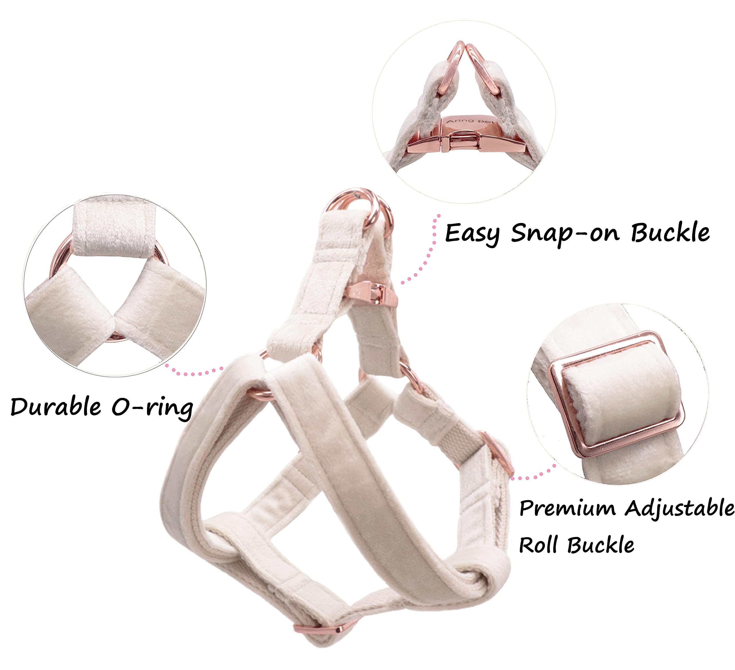 Aring Pet Dog Halter Harness, Velvet Dog Harness, Adjustable No Pull White Dogs Halter Harness. Small (Pack Of 1)