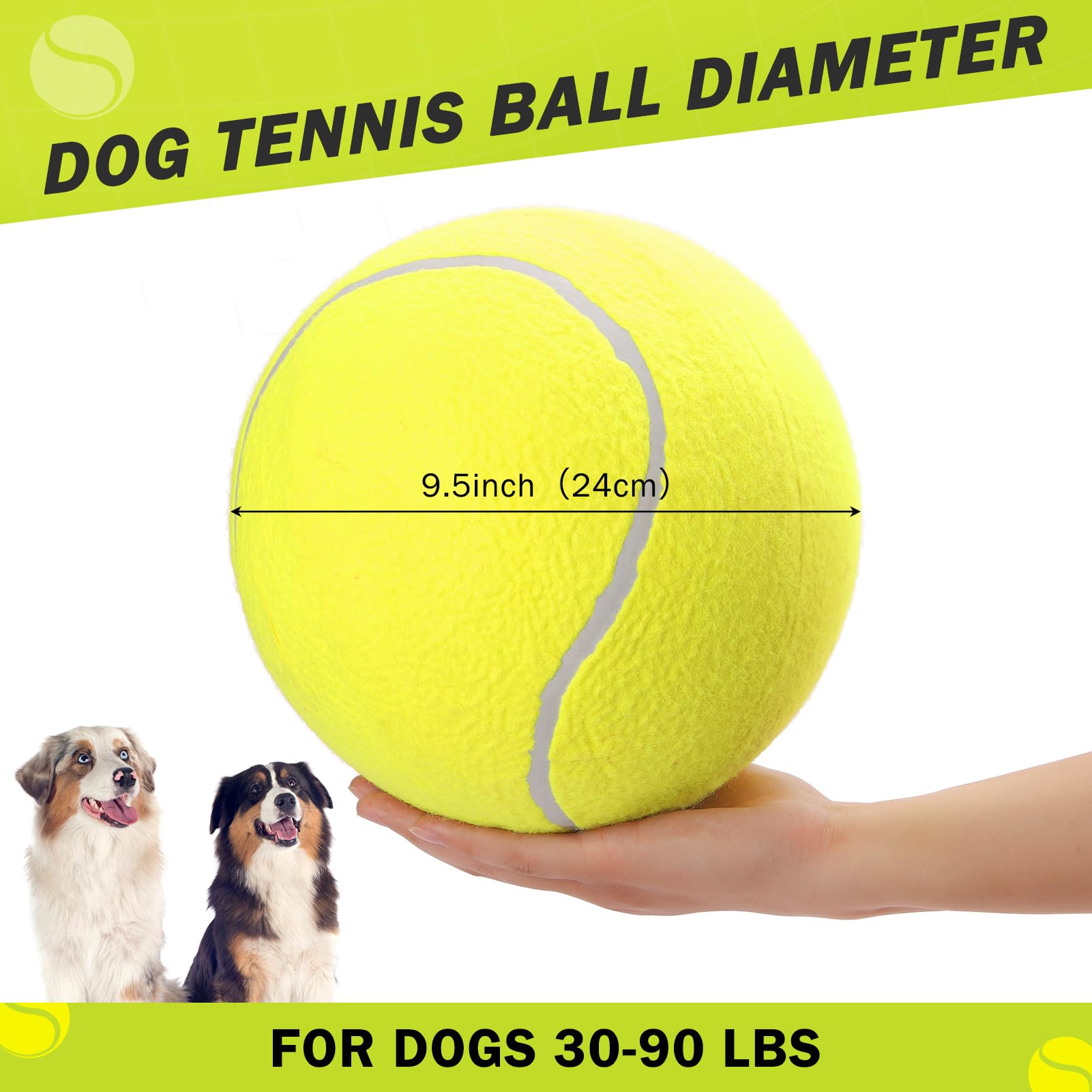 Scenereal Large Tennis Ball For Dogs, 9.5'' Inflatable Dog Toy Balls For Large Medium Small Dogs Puppies, Funny Interactive Spor