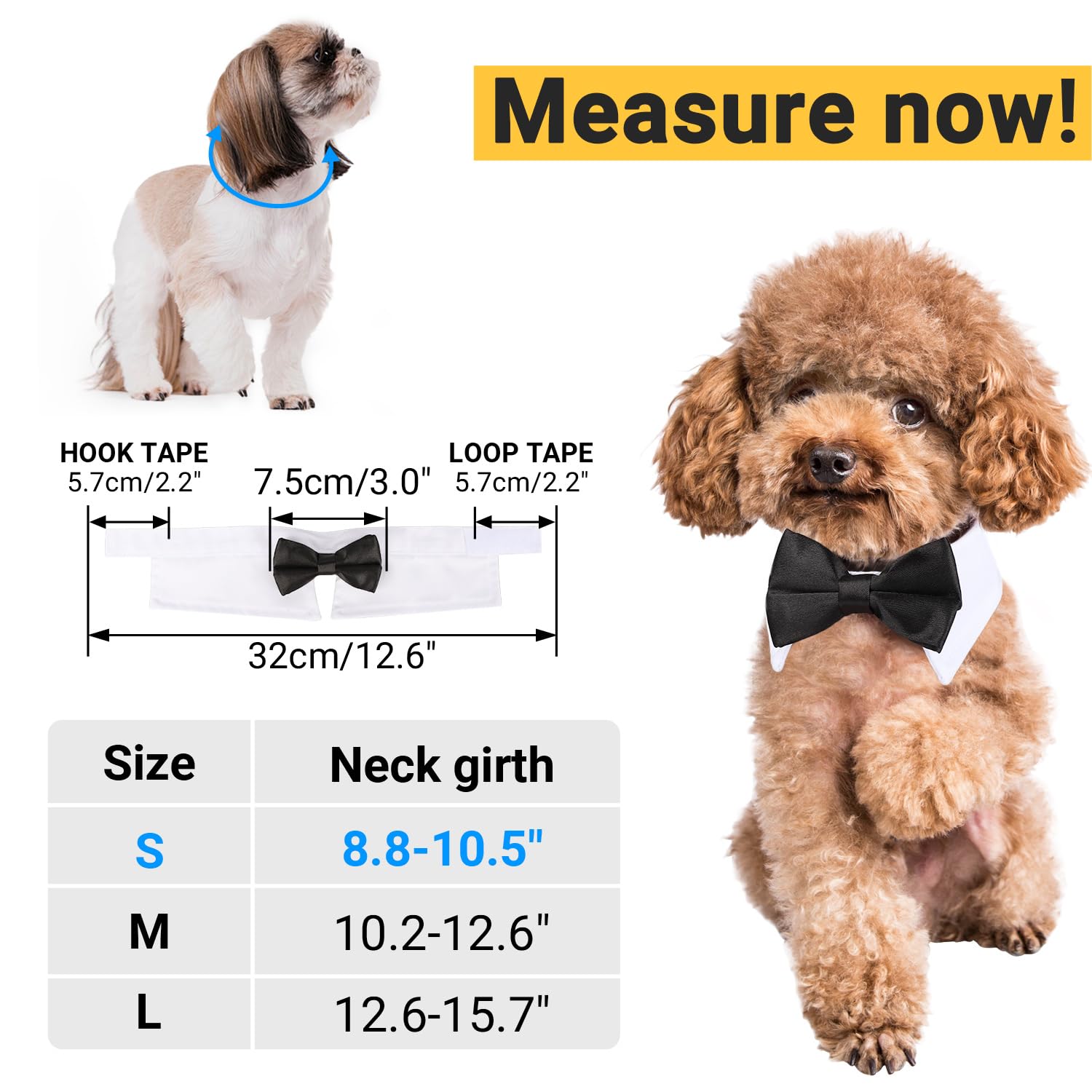 Black Bow Tie Dog Collar, Segarty Cute Tux Dog Bowtie With Handcrafted Adjustable White Collar Formal Pet Cats Puppies Necktie For Small Boy Dog Wedding Birthday Gift