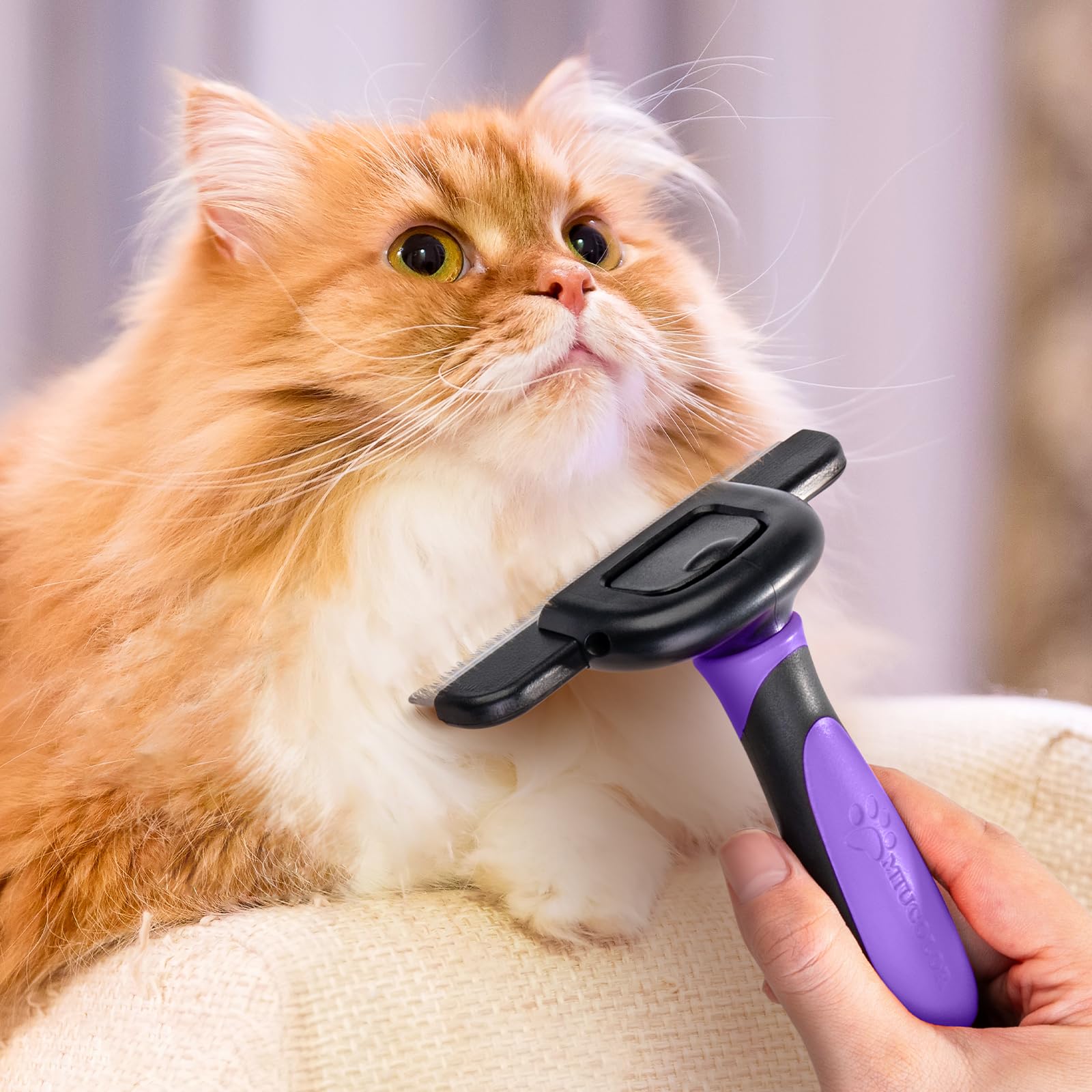 Miu Color Long Hair Pet Grooming Brush, Deshedding Tool For Medium And Large Dogs & Cats, Effectively Reduces Shedding By Up To 95% For Pet Hair, Purple