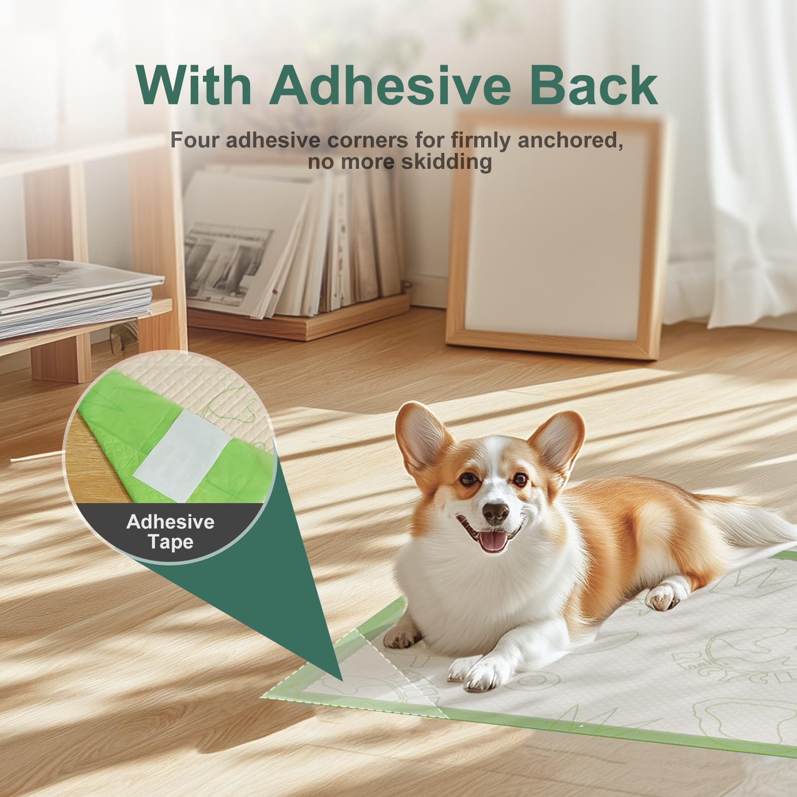 Dog Pee Pads 50Counts, 24X36 Disposable Pee Pads for Dogs with 4 Sticky Corners, Leak-Proof 6Layers Thicken Puppy Pee Pads Extra