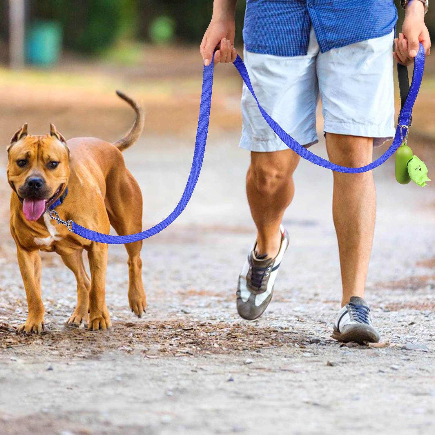 Joytale Double-Sided Reflective Dog Leash, 6 Ft/5 Ft/4 Ft, Padded Handle Nylon Dogs Leashes For Medium & Large Dogs Walking, Navy Blue, 5Ft