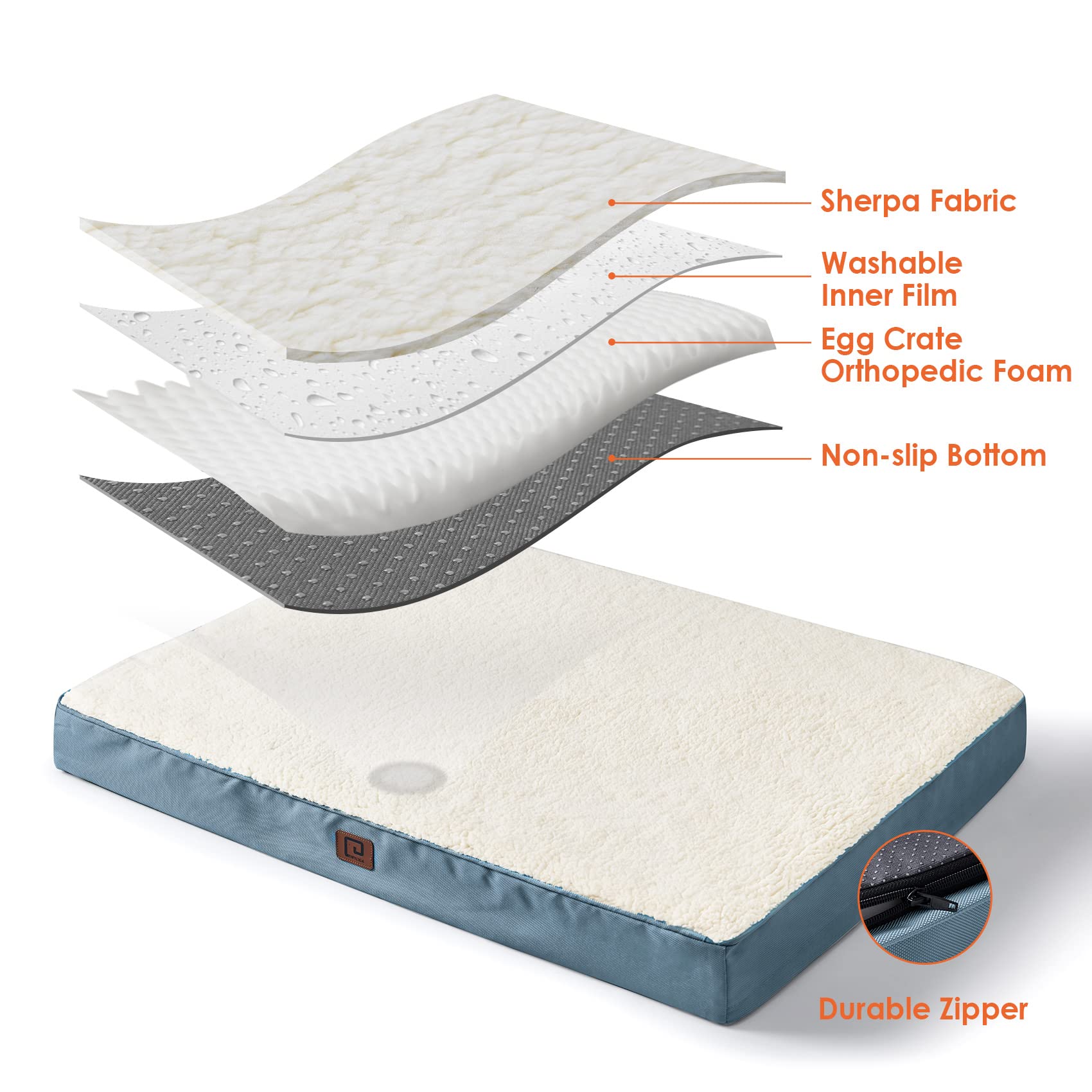 Eheyciga Washable Jumbo Dog Beds For Giant Dogs, Xxl Dog Bed With Removable Cover For Crate, Orthopedic Foam Dog Beds For Jumbo Dogs, Spa Blue