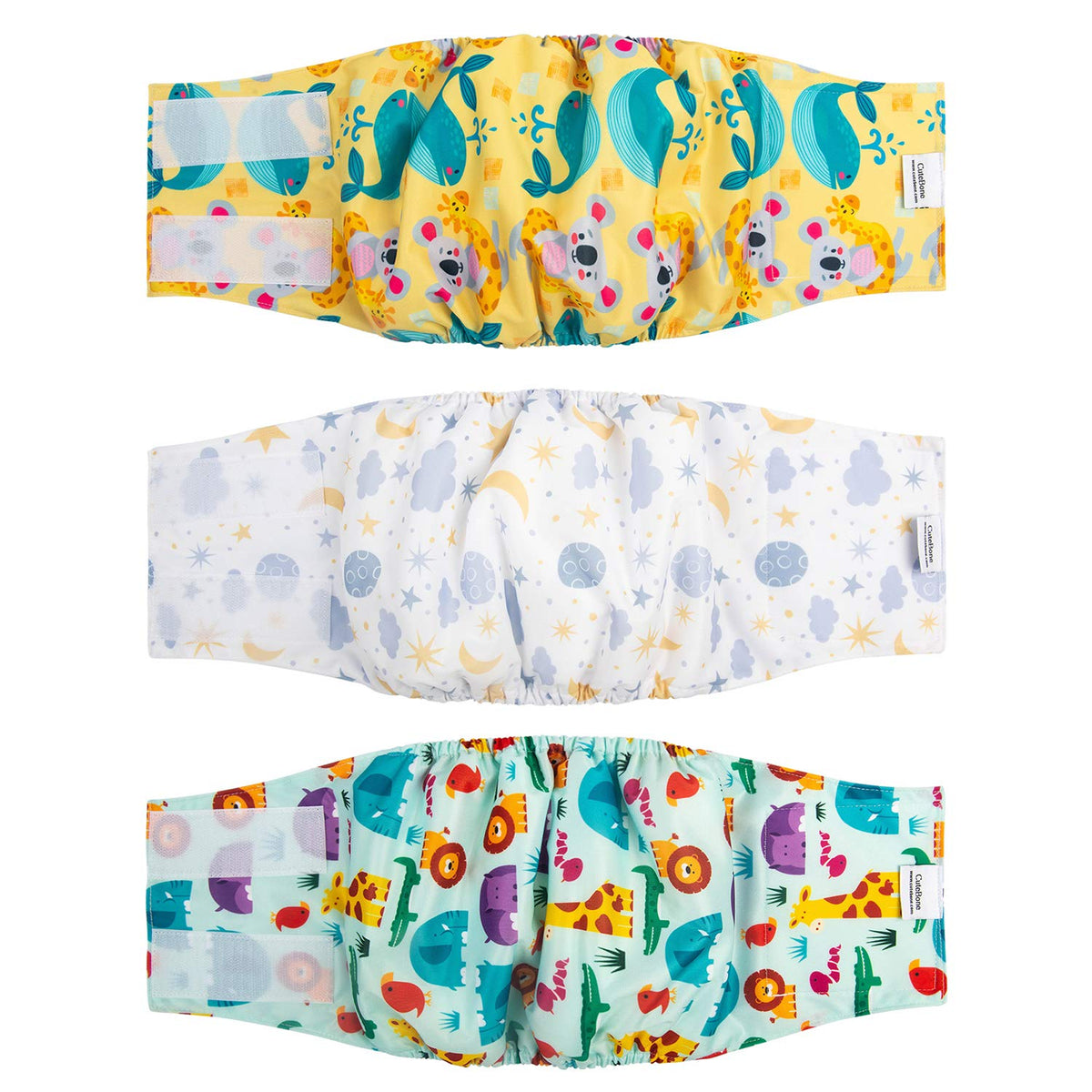 Cutebone Halloween Male Dog Diapers Belly Bands 3 Pack For Male Dogs Wraps Washable Doggie Pants Dm22M