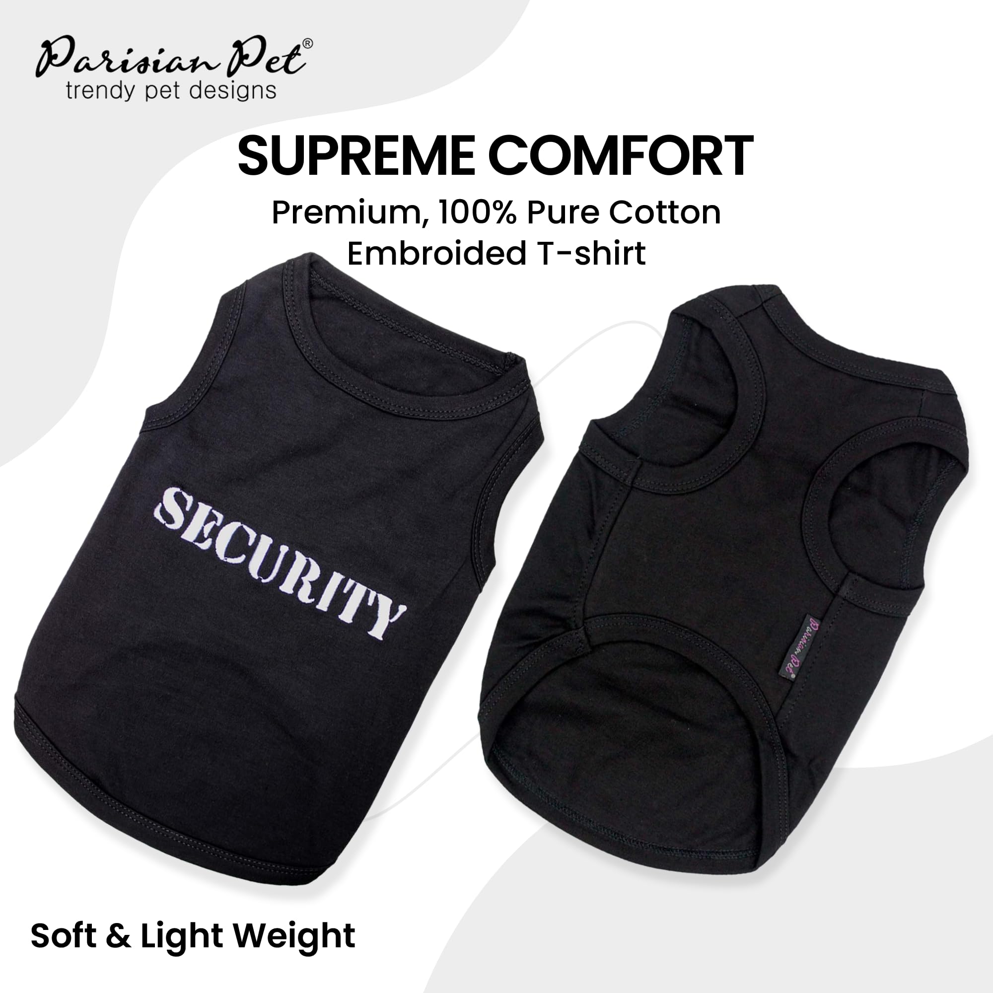 Parisian Pet Dog T-Shirt With Embroidered 'Security' Word - 100% Cotton, Breathable Dog Security Shirt - Sleeveless Pet Vest - Machine Washable Dog Shirt For Large Dogs, 2Xl