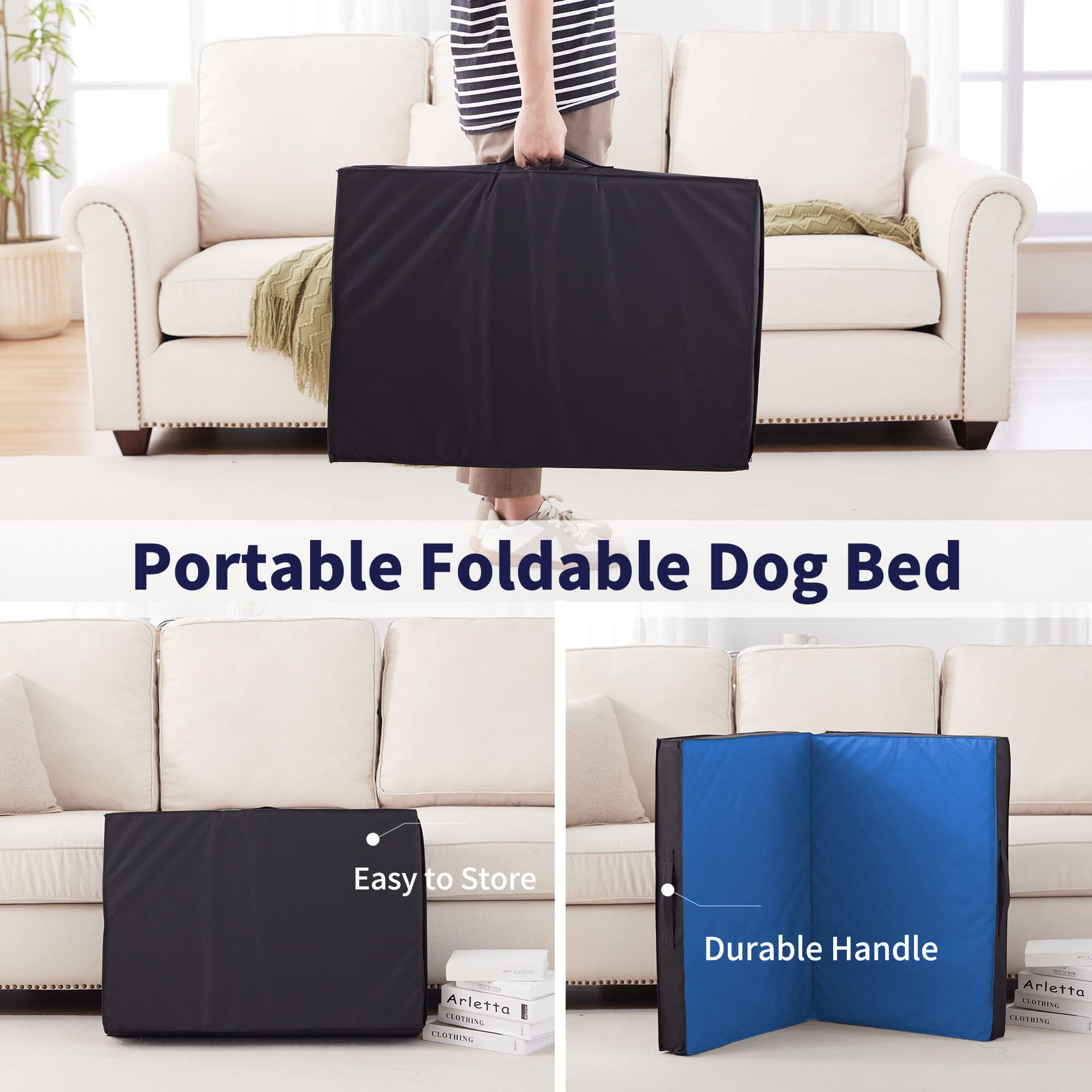 Petabby Outdoor Dog Bed For Large Dogs, Waterproof & Washable, Foldable & Orthopedic, 41' All Weather