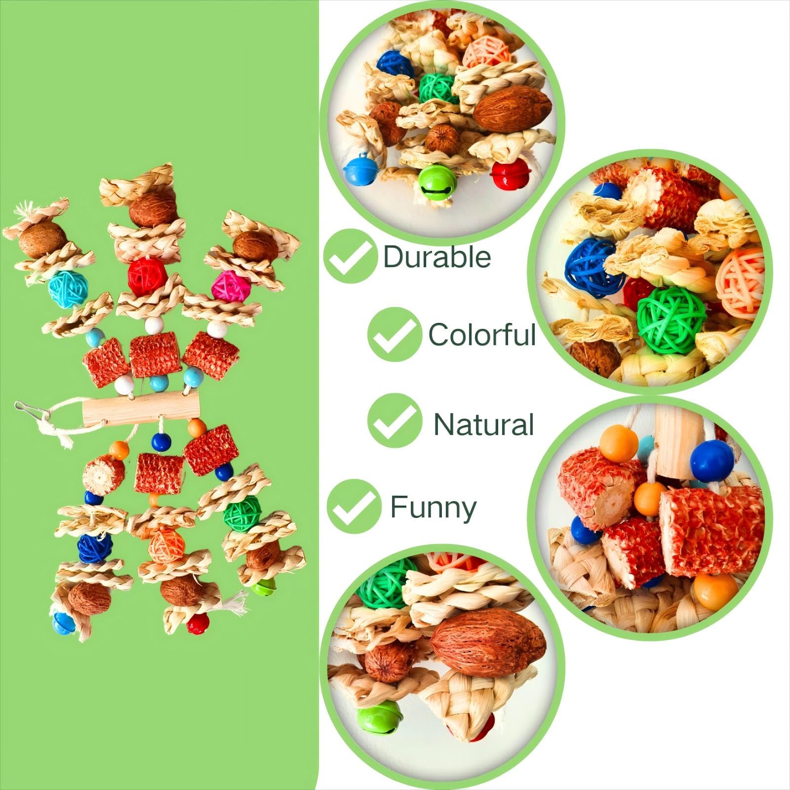 Xlpeixin Bird Toys For Parakeets,Parrots Chew Toy,Natural Hanging Bird Cage Toy For Cockatiels Conures Lovebirds African Gray An