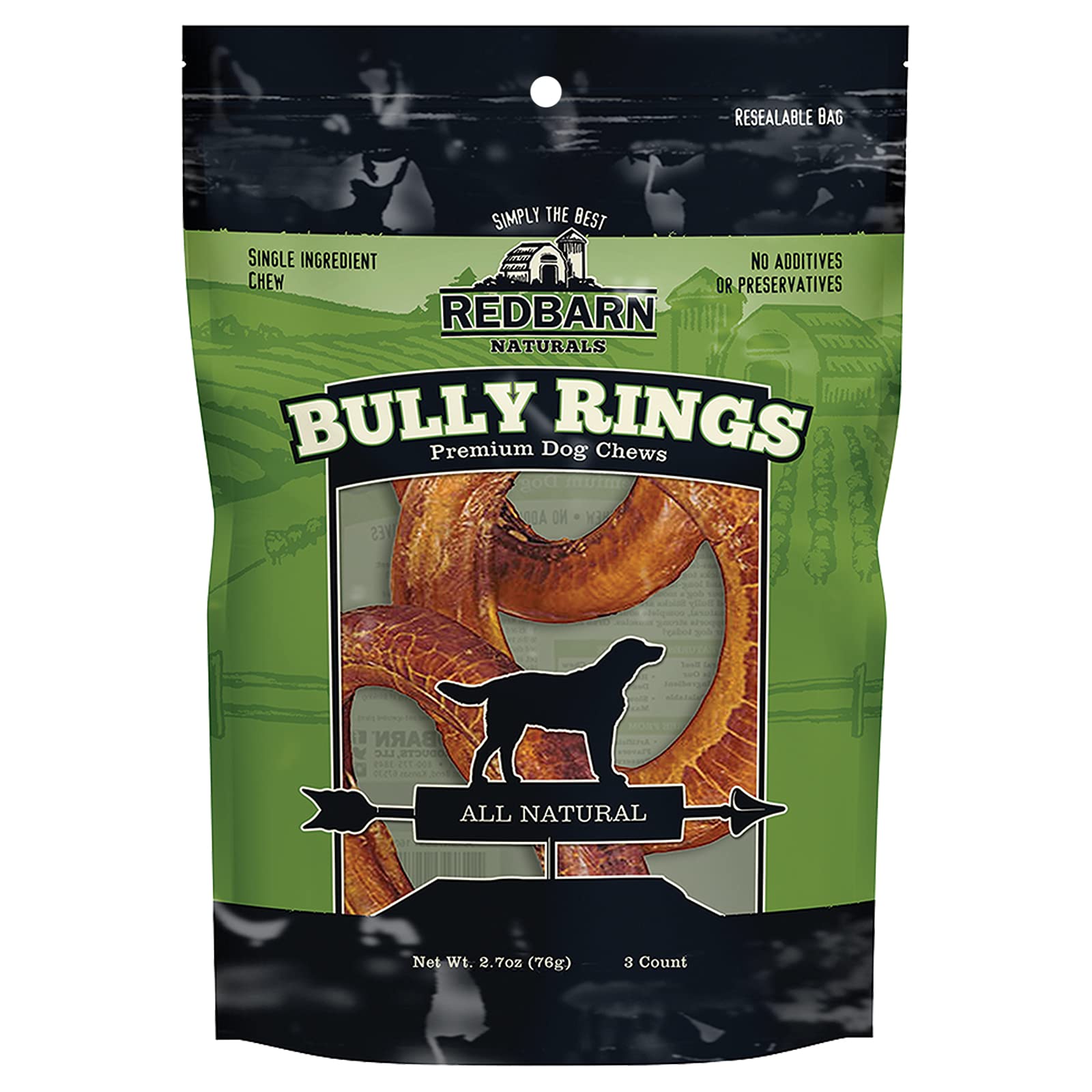 Redbarn All-Natural 4 Bully Stick Rings for Dogs - Premium Grain-Free & Rawhide-Free Single Ingredient Long Lasting Low Odor Den